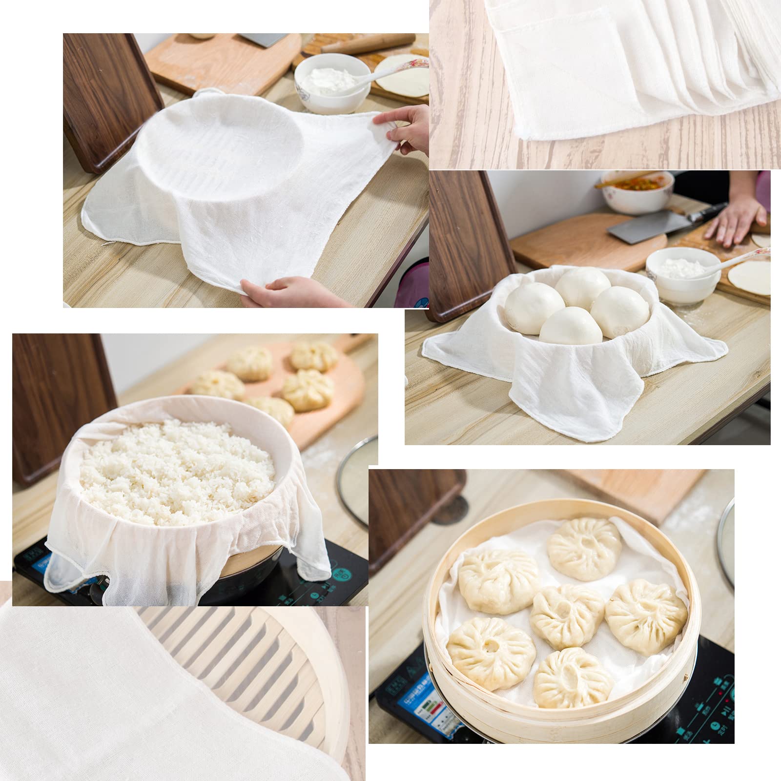 Etamine Alimentaire 50 x 50 cm Chiffon Cuisine Réutilisable Grade 100 Fine Tissu Non Blanchi Lavable pour Filtrer Jus Fromage Thé