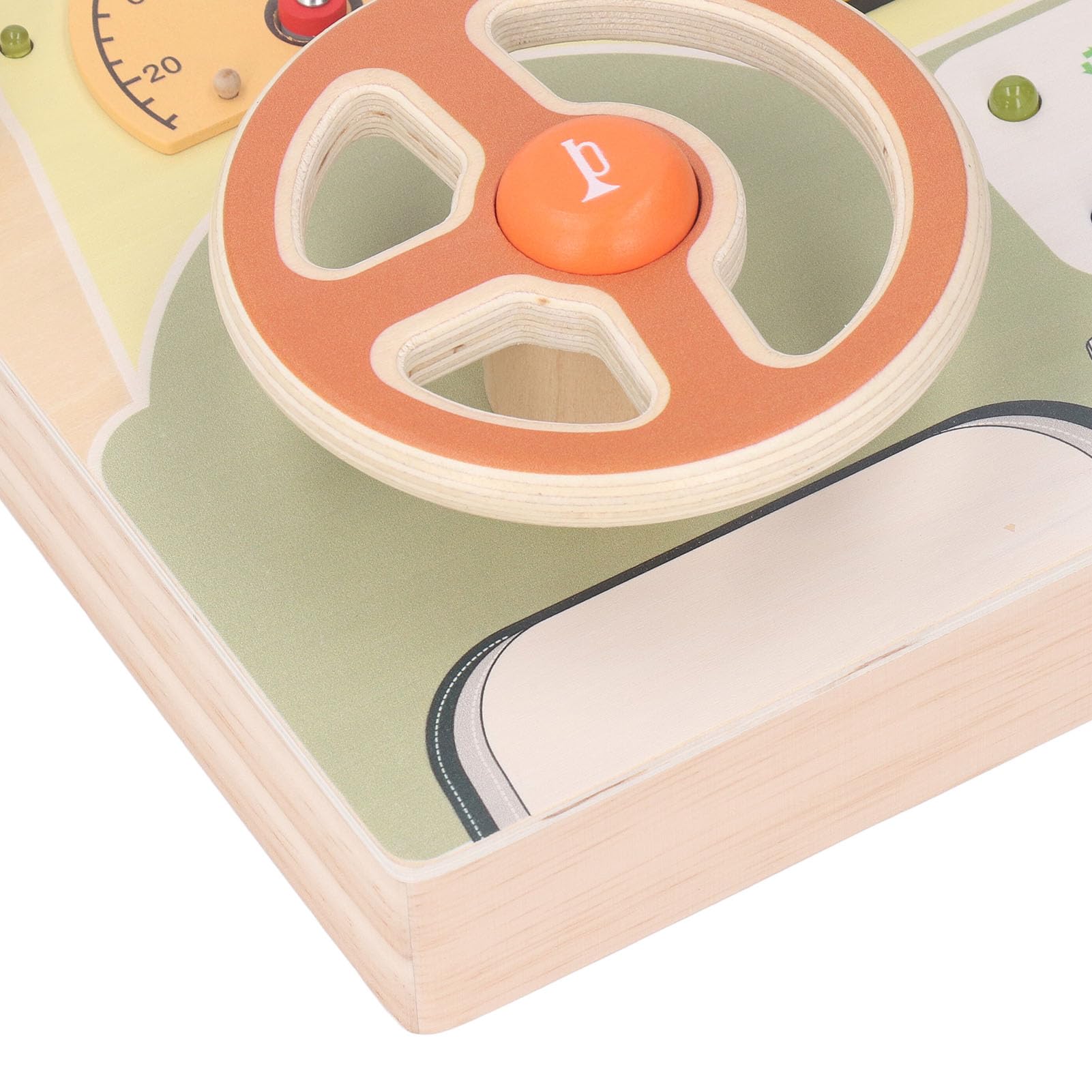 Holz-Lenkrad-Spielzeug, Helles LED-Sensorbrett für Kleinkinder ab 3 Jahren, Lindenholz-Material, 30 X 21,5 X 8,5 cm