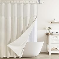 Vista 67 de Naturoom cortina de ducha de 36 pulgadas - cortina de ducha estrecha para espacio pequeño, de medio tamaño, de lino verde ultra gruesa, juego