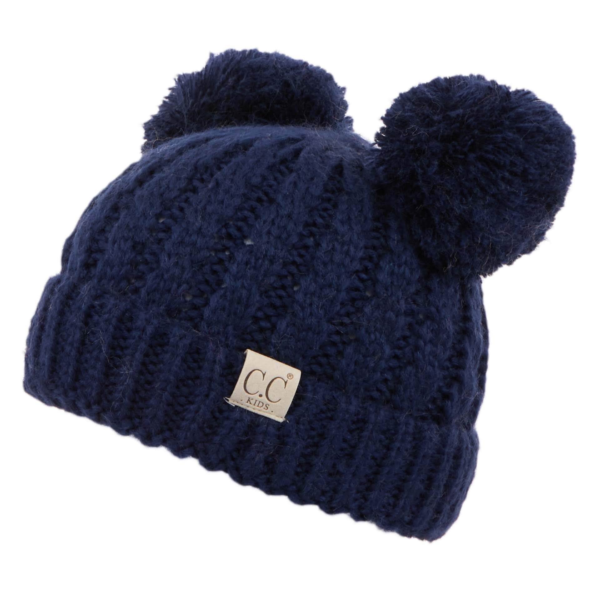 C.C Exclusives Children Kid Double Pompom Knitted Beanie for Kids Ages 2-5 (KID-23)(KID-24)(KIDS-2055)