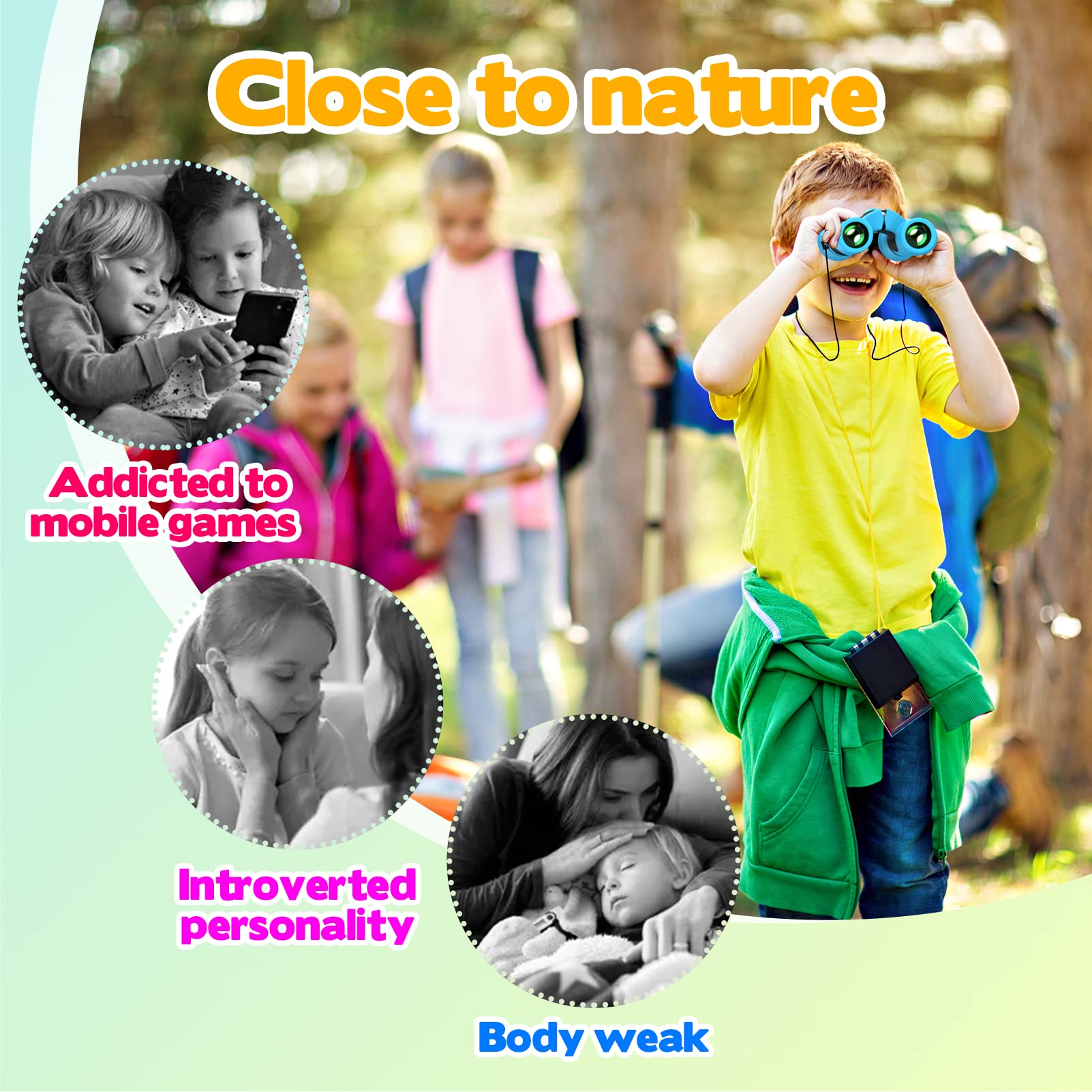 DejaNard Kompaktes Wasserdichtes Fernglas für Kinder 8x21 - Draussen Spielzeug & Geschenke für Kinder [Zum Beobachten von Tieren, Landschaften und Sternen] (Blau)