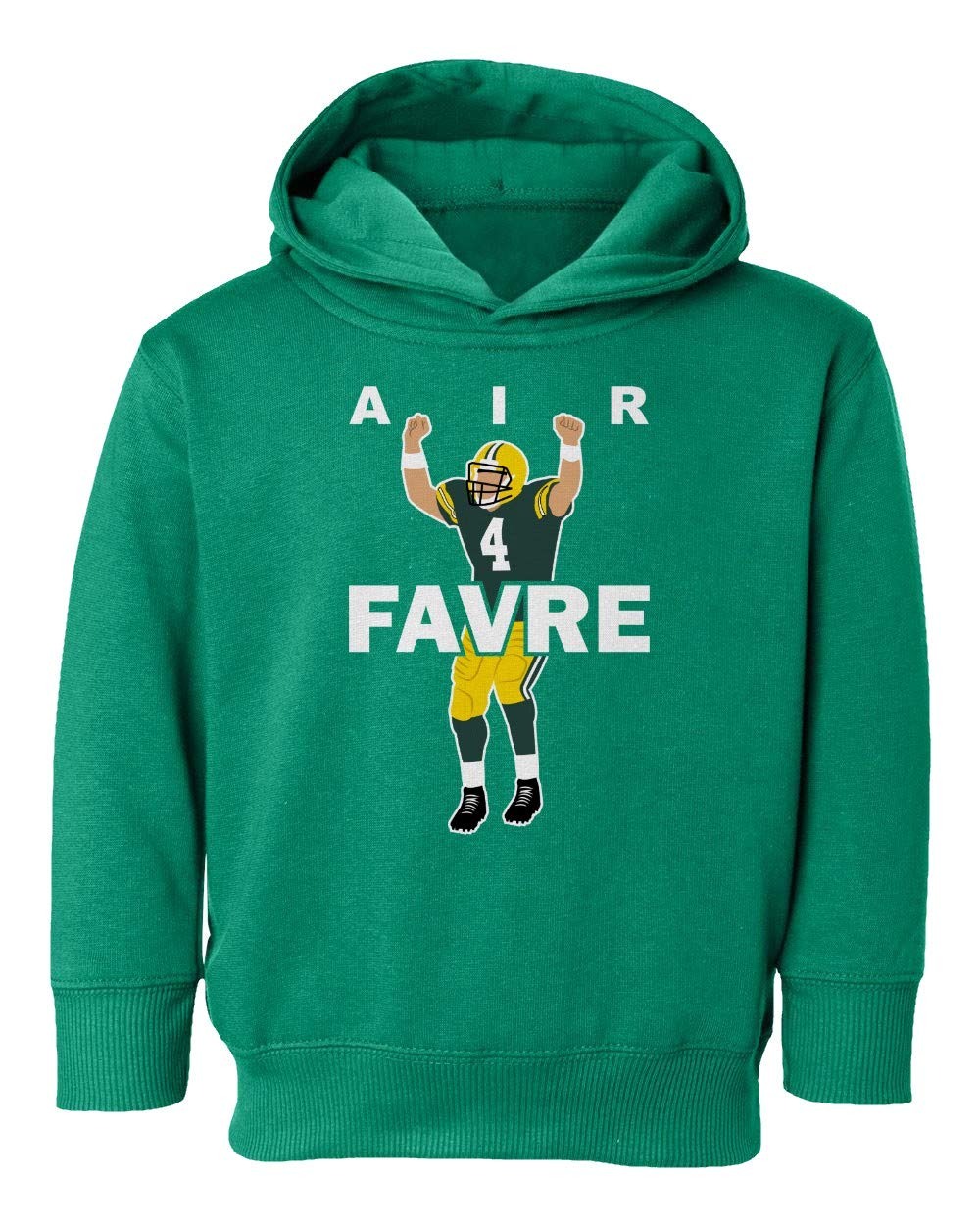Baku Apparel Green Bay AIR Favre Football Little Kids Girls Boys Toddler Hooded Sweatshirt (Green, 2T)