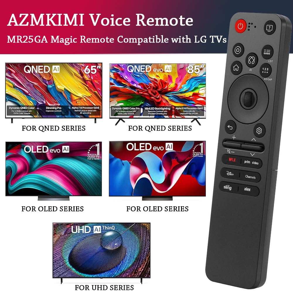 Telecomando di ricambio per LG MR25GA AKB76046602 Magic Remote, compatibile con Smart TV LG 2019-2025, supporta AI Voice e controllo puntatore, adatto per MR20/21/22/23/24/25GA Telecomando di ricambio per LG MR25GA AKB76046602 Magic Remote, compatibile con Smart TV LG 2019-2025, supporta AI Voice e controllo puntatore, adatto per MR20/21/22/23/24/25GA