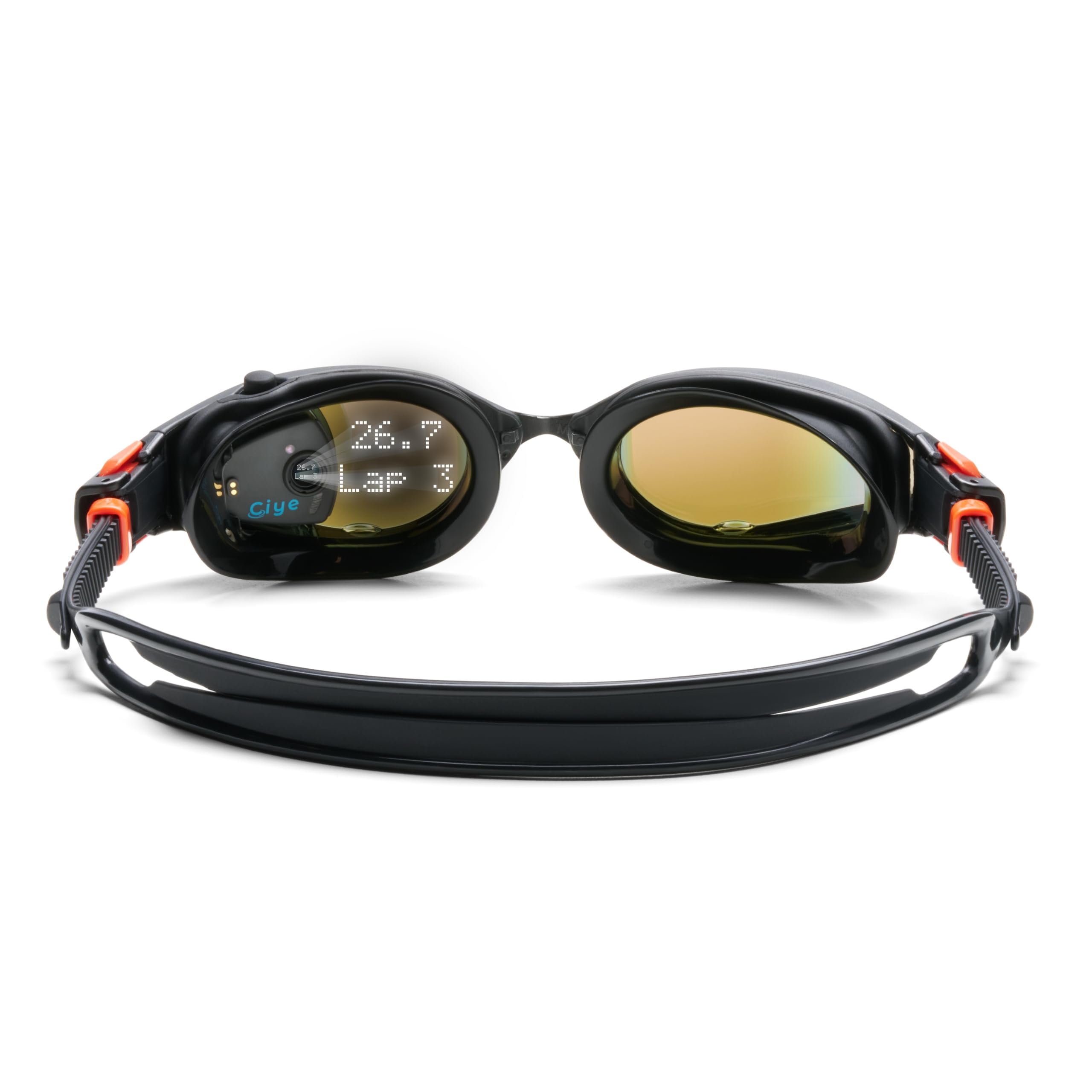 FINIS Smart Goggle Max Kit - Open Water Swim Goggles - CIYE App Sync - Leak-Proof - Triathlon Approved - Orange Mirror/Black