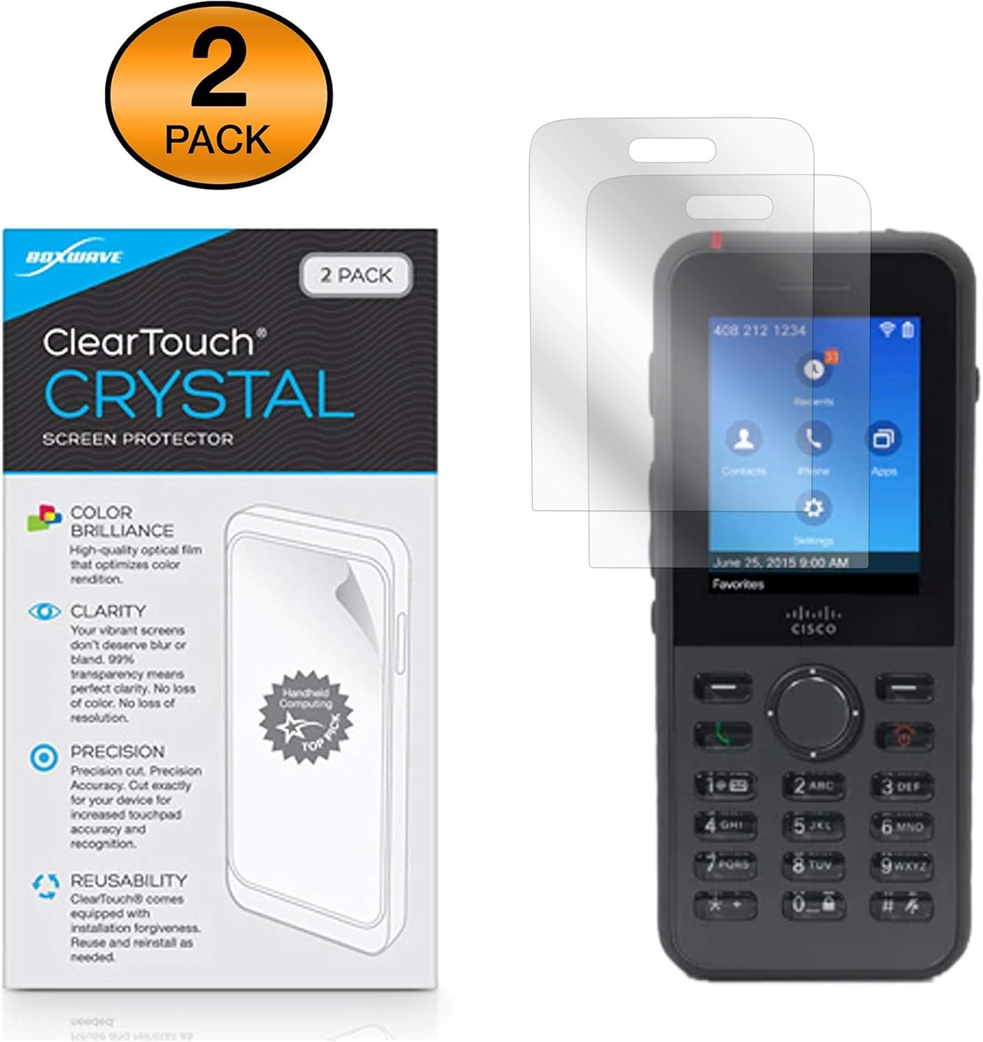 BoxWave Screen Protector Compatible with Cisco Wireless IP Phone 8821 – ClearTouch Crystal (2-Pack), HD Film Skin – Shields from Scratches BoxWave Screen Protector Compatible with Cisco Wireless IP Phone 8821 – ClearTouch Crystal (2-Pack), HD Film Skin – Shields from Scratches