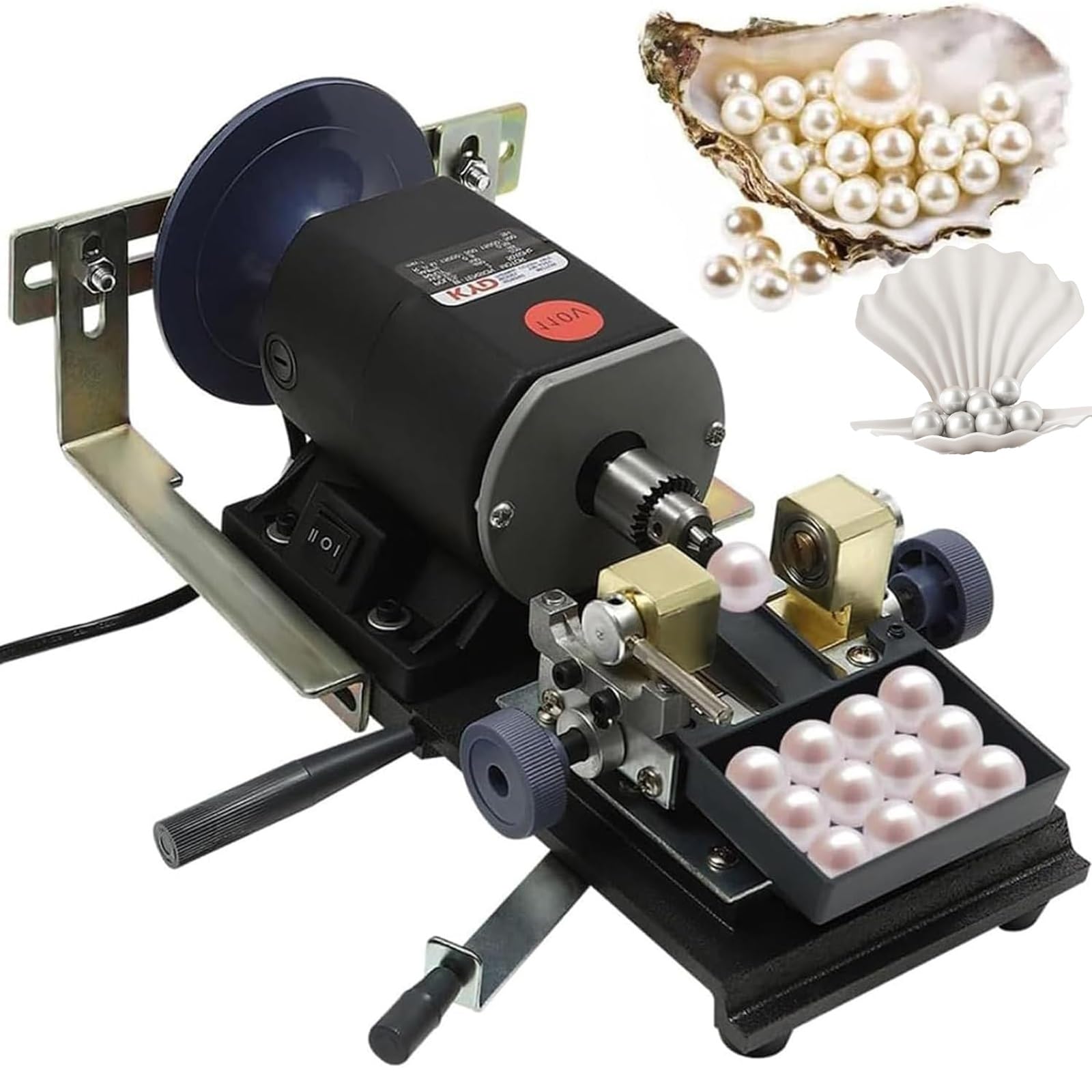 FHRKA Pearl Drilling Machine, 480W Bead Driller Amber Holding Machine, Precision Benchtop Pearl Drilling Machine, 500-15000r/min Adjustable Speed