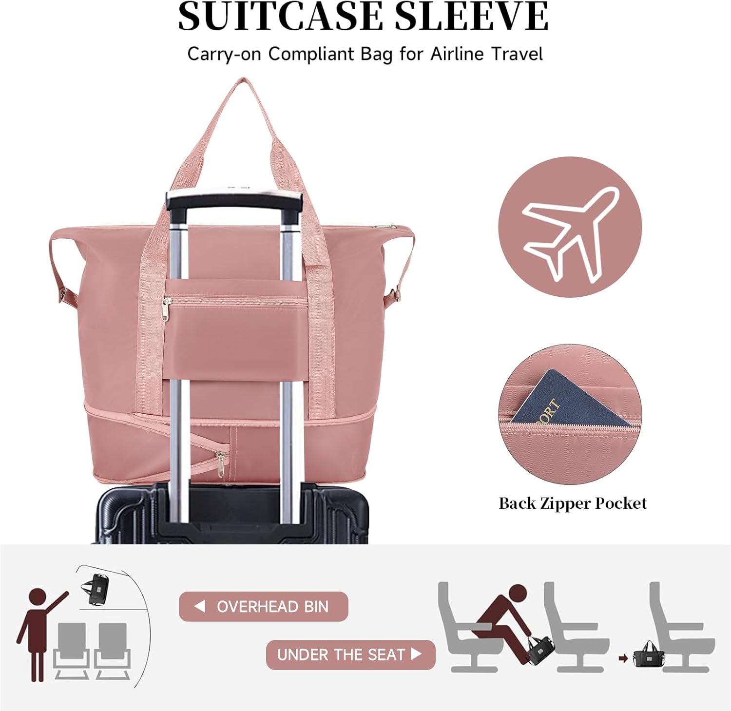 Travel Duffel Bag Weekender Bags for Women Foldie Travel Bag Expandable Overnight Bag Water-resistant for Sports Gym - Image 6