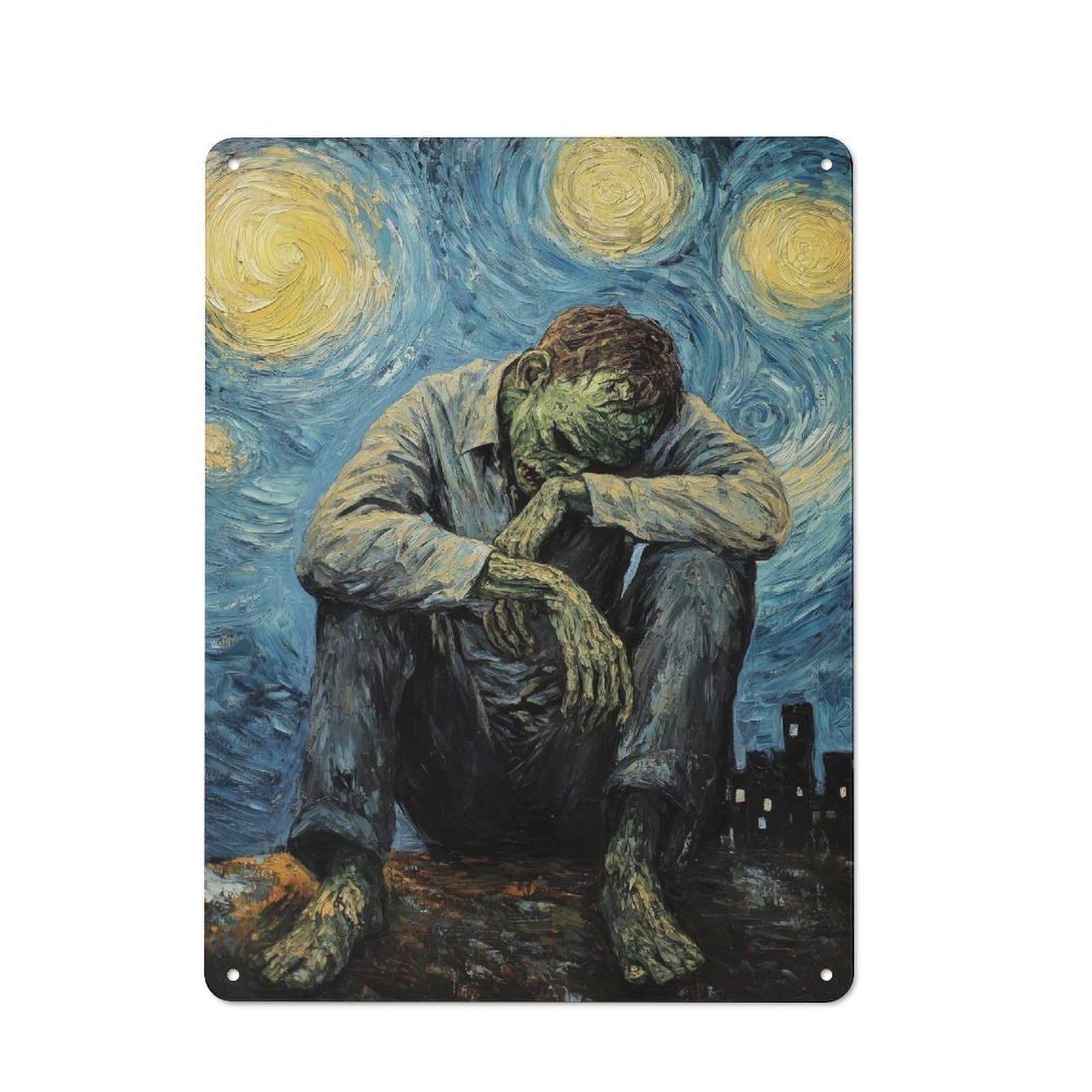 Shed Metal Sign with Starry Night Loneliness Design 40x30cm, Outdoor Room Shed Wall Decor for Shed, Garden Room, Porch Or Garage