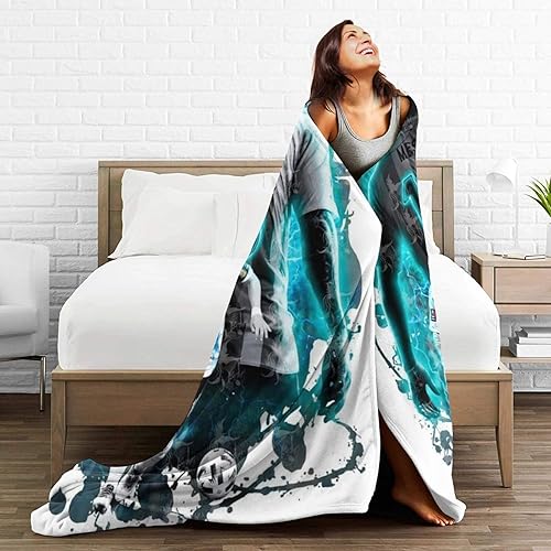 Miniatura 3 de Manta de fútbol, ultra suave, antibolitas, cálida y ligera para todas las estaciones, para niños y adultos, ropa de cama, sofá y reserva de viajes,