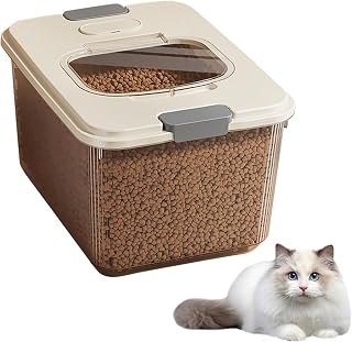 Cat Food Storage, Airtight Pet Food Storage Container With Clear Lid And Measuring Cup Large Capacity 27lbs Durable Food Grade Plastic Dry Food Bin For Dog Cat Kitchen (Clear, M-16lbs)