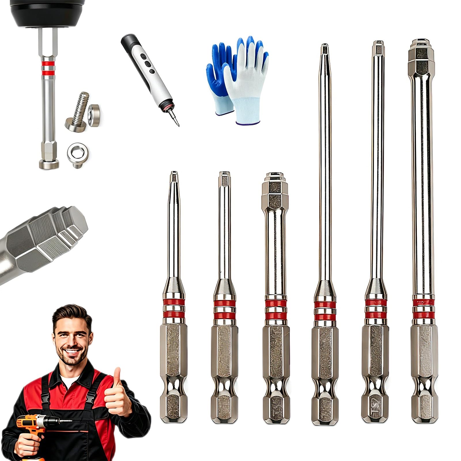 1.5mm-6mm Pagoda Shaped Hexbit Set, 6Pcs Screwdriver Bit Sets with Magnetic Hexagonal Shanks, Stepped Pagoda Drill Bits Set A Single Bits Tighten Nuts Ranging for Drills and Wrenches(1pcs)