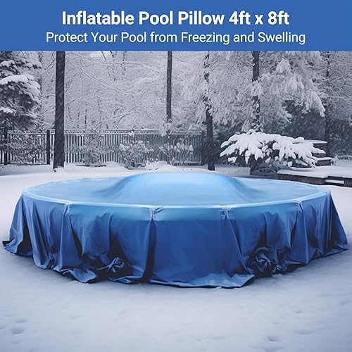 Miniatura 7 de INKBIRD PLUS Almohada de aire para piscina sobre el suelo 4x8 pies, almohada de piscina para invernar 0.016 in, cuerda incluida