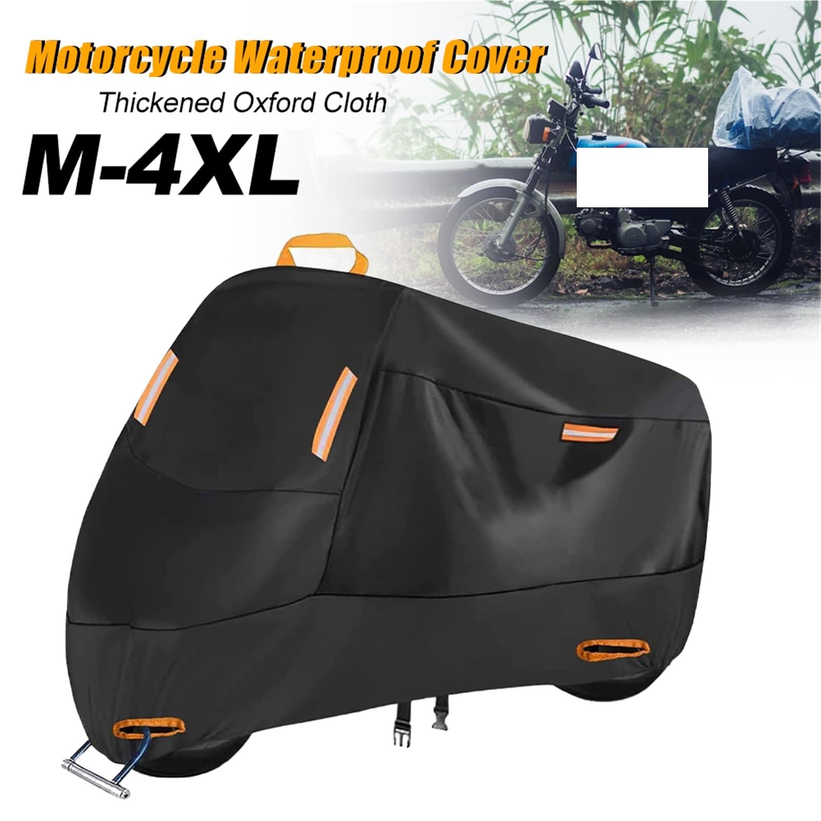 Coprimoto placcato in poliestere PU | Nero Misure multiple Pioggia e sole Ioni: copertura for moto placcata in poliestere PU