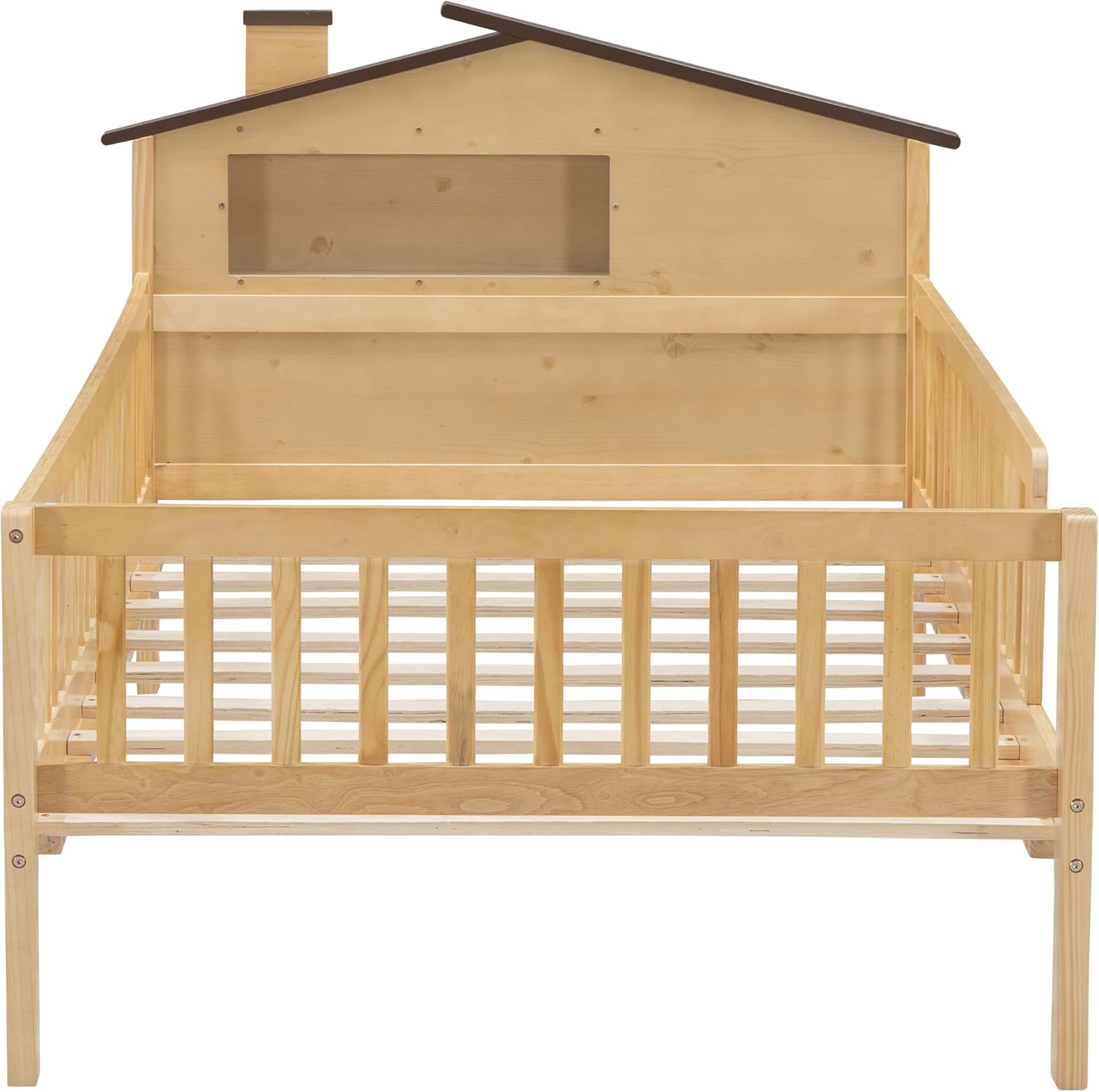 Harper & Bright Designs Twin Size Platform Bed with LED Light and Storage Headboard, Wooden Bed Frame with for (Natural)