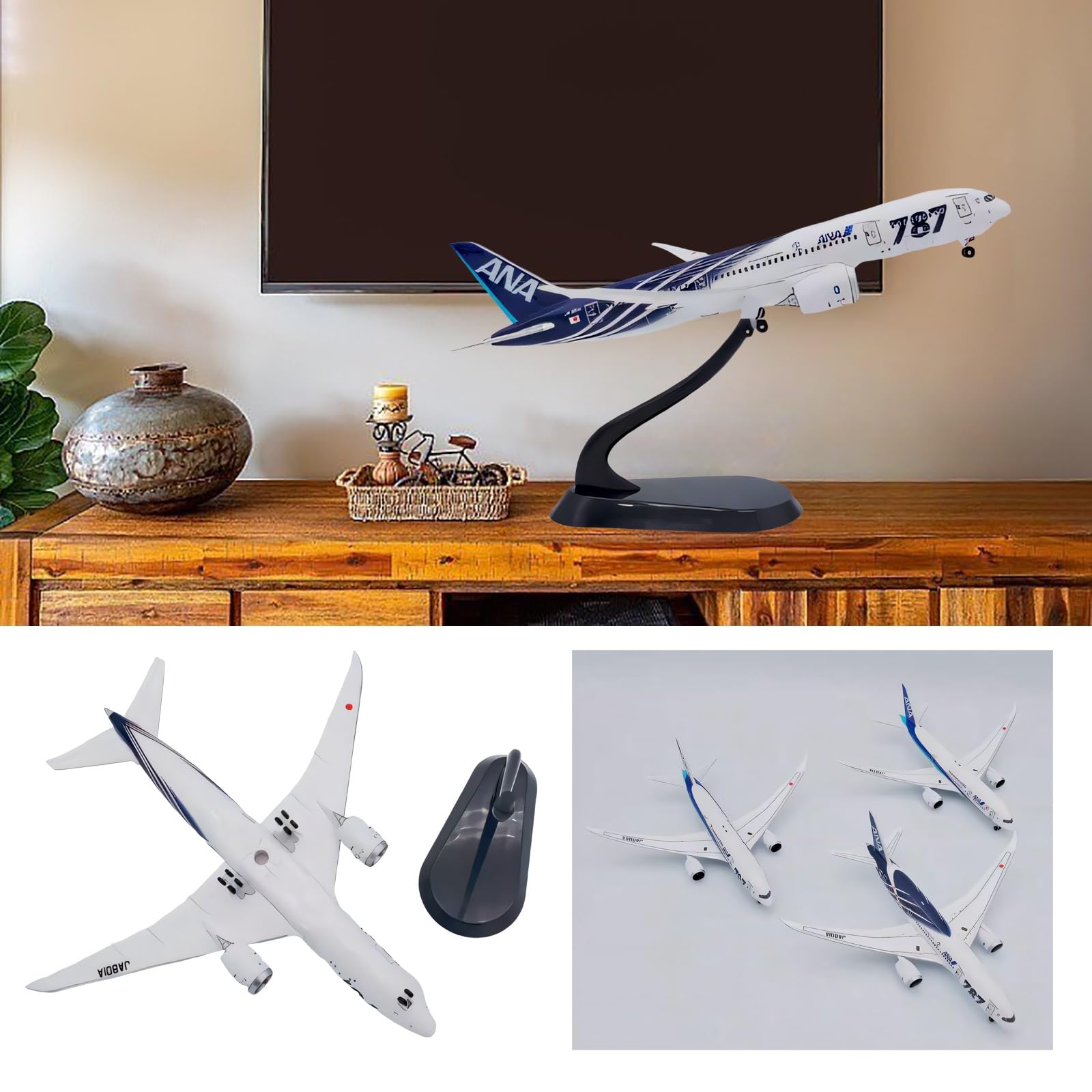 Modello di aereo statico lega pressofusa ANA B787-8 in scala 1:400 con supporto espositivo - Decorazione collezione alta qualità for appassionati aviazione, decorazione for mensola(JA805A)