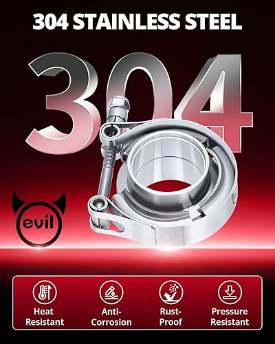 Miniatura 36 de EVIL ENERGY Abrazadera de banda de 3,0 pulgadas V con brida macho hembra de acero inoxidable