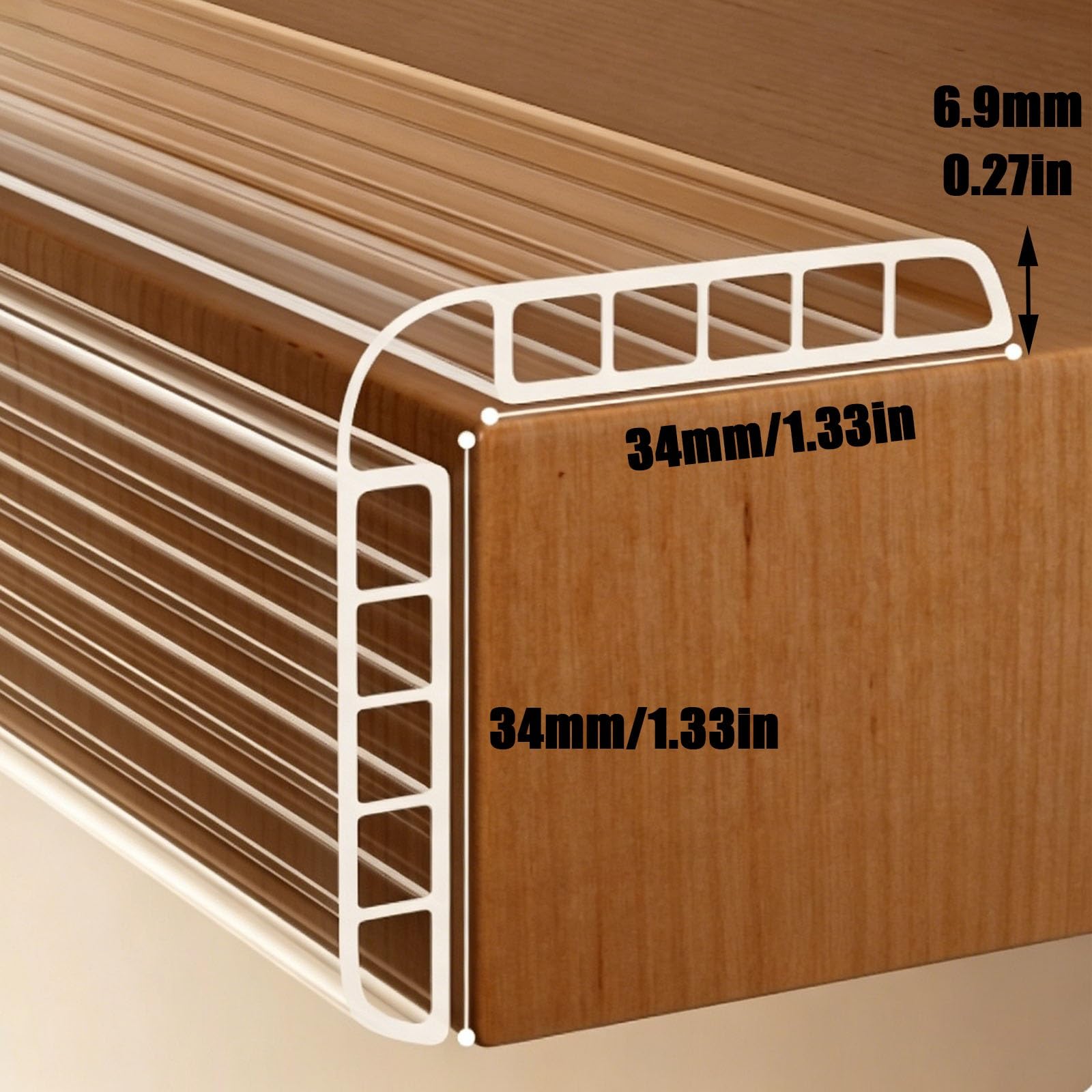 Protectores de Bordes Y Esquinas en Forma L (Espuma PVC) para Escritorios Muebles, Protecciones para Esquinas(34x34mm,500cm/196.9in)