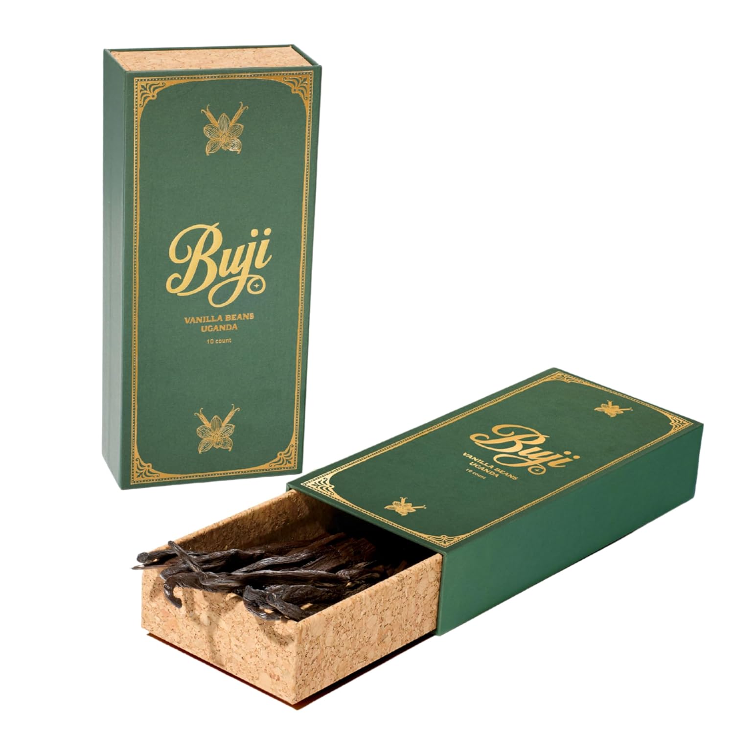 Buji Vanilla Ugandan Vanilla Beans – Grade A Gourmet Whole Pods for Extract, Baking & Cooking – Fresh, Moist, High Vanillin (10 Count)