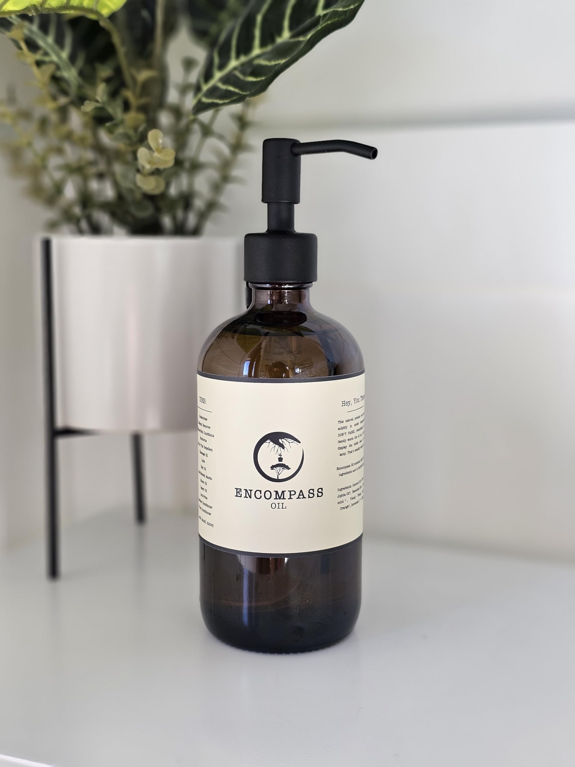 All Natural Encompass Oil, Body Oil, Hair Oil, Natural Skin Care, 16 oz (Glass Bottle)