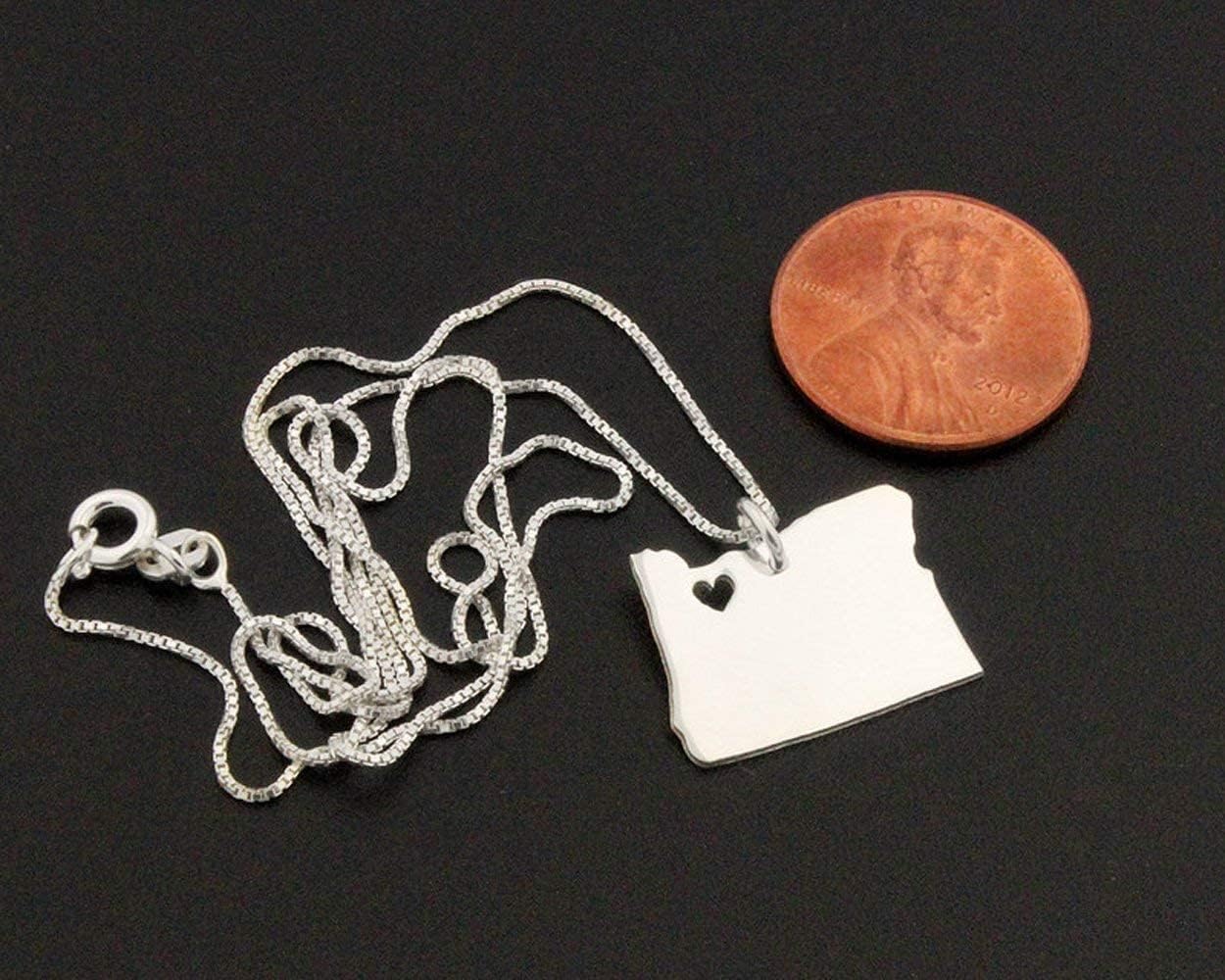 Oregon necklace Oregon state necklace sterling silver necklace with heart c Love Oregon - engrave personalize name gift - Hometown jewelry