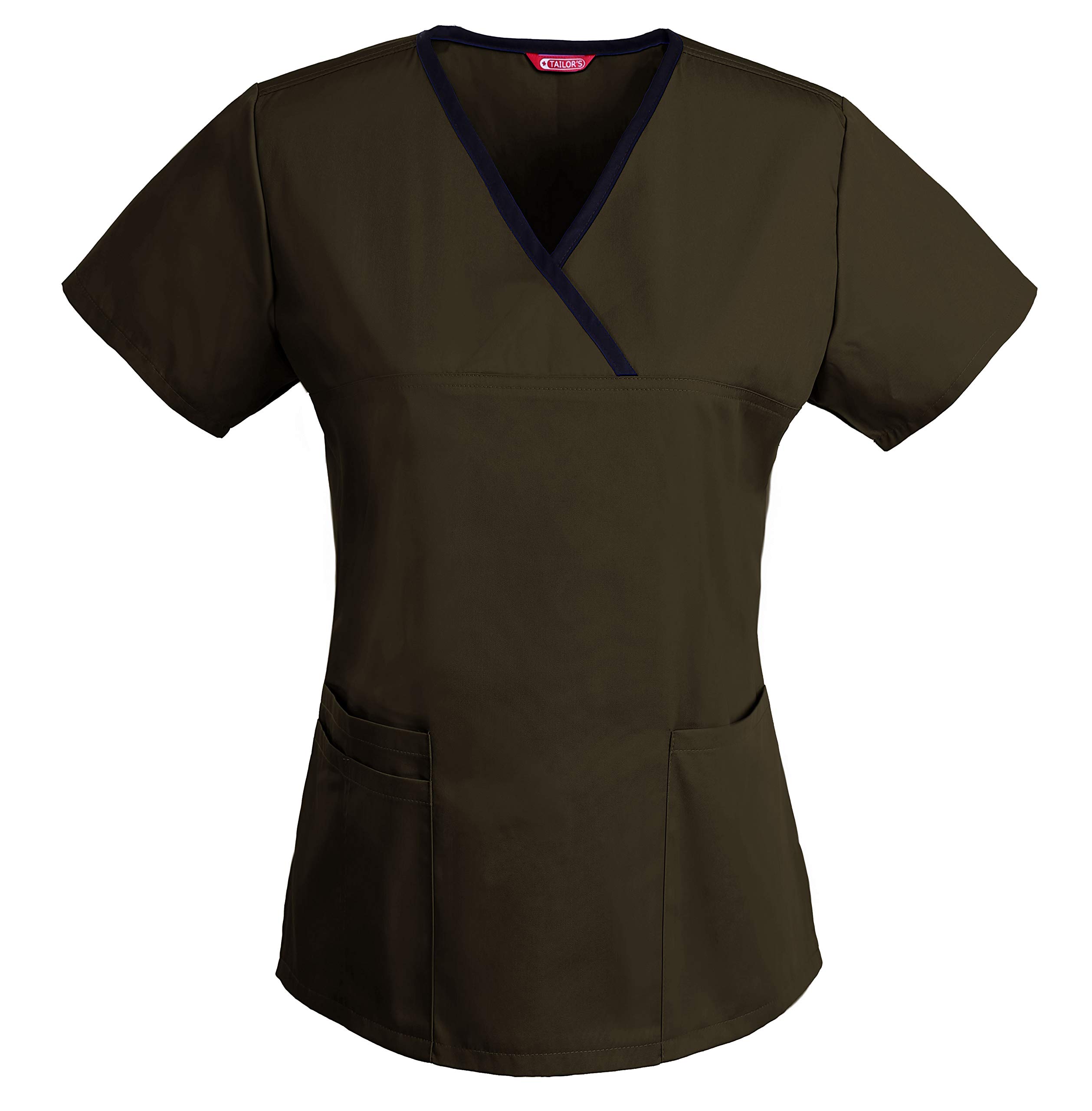 Women's Scrub Top Mock Wrap Scrubs Top Olive