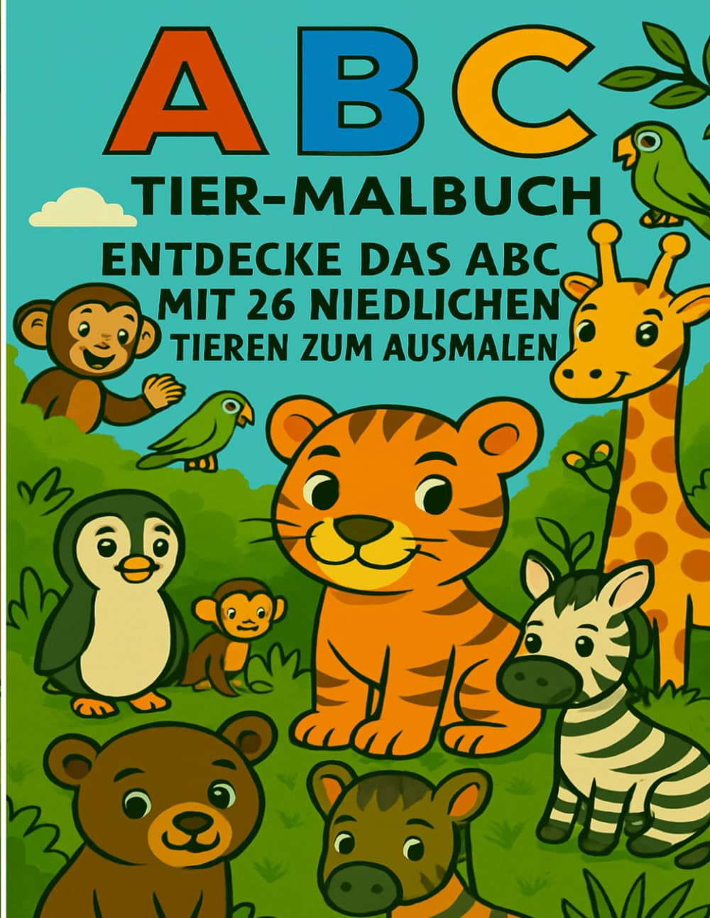 ABC Tier-Malbuch: Entdecke das ABC mit 26 niedlichen Tieren zum Ausmalen