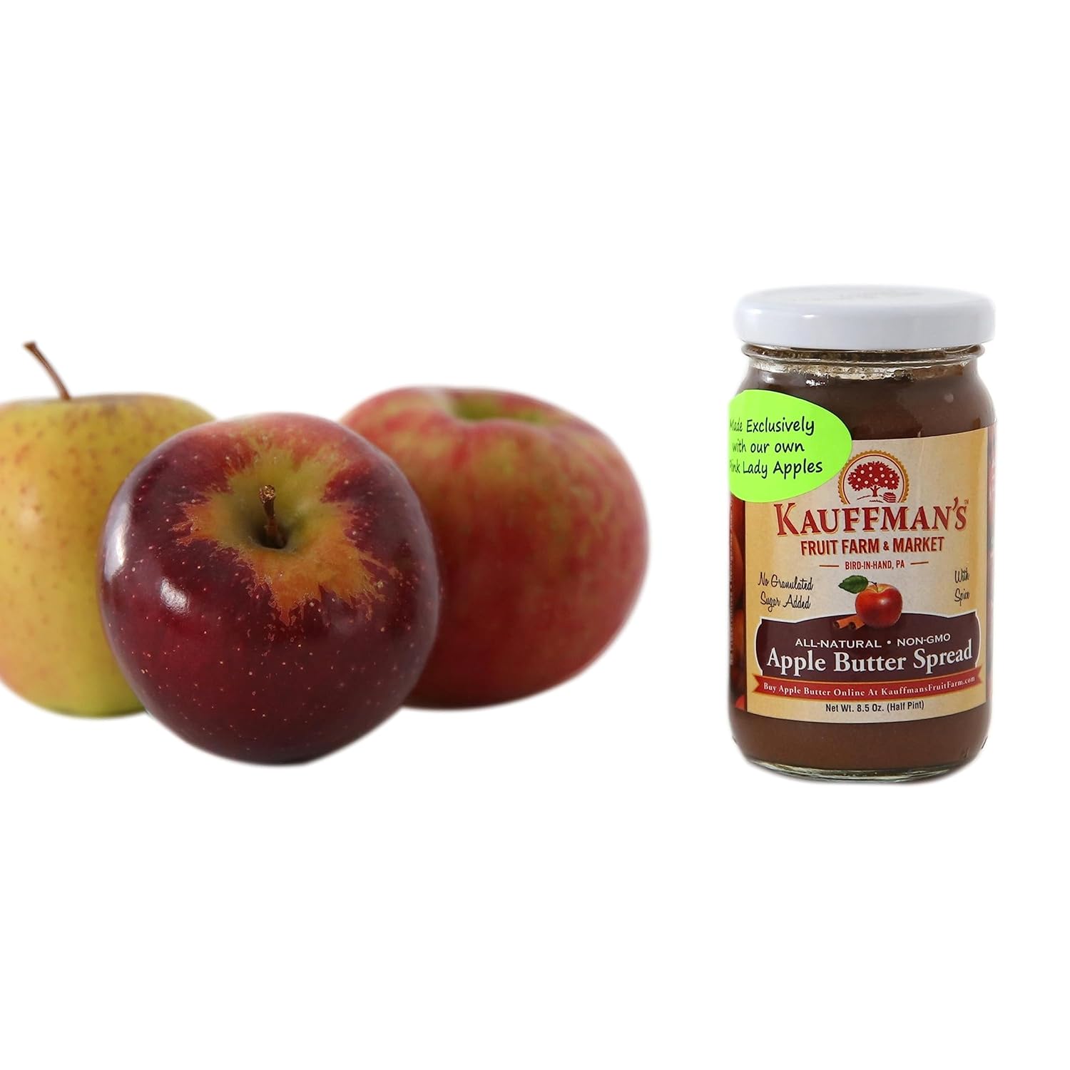 Kauffman Orchards Apple Butter Spread, Made with Pink Lady Apples, 8.5 Oz. Jar (Pack of 6 Jars)