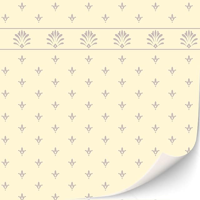 TexturKontor - Juego de 3 hojas de papel pintado adhesivo para casa de muñecas (escala 1:12), diseño antiguo…