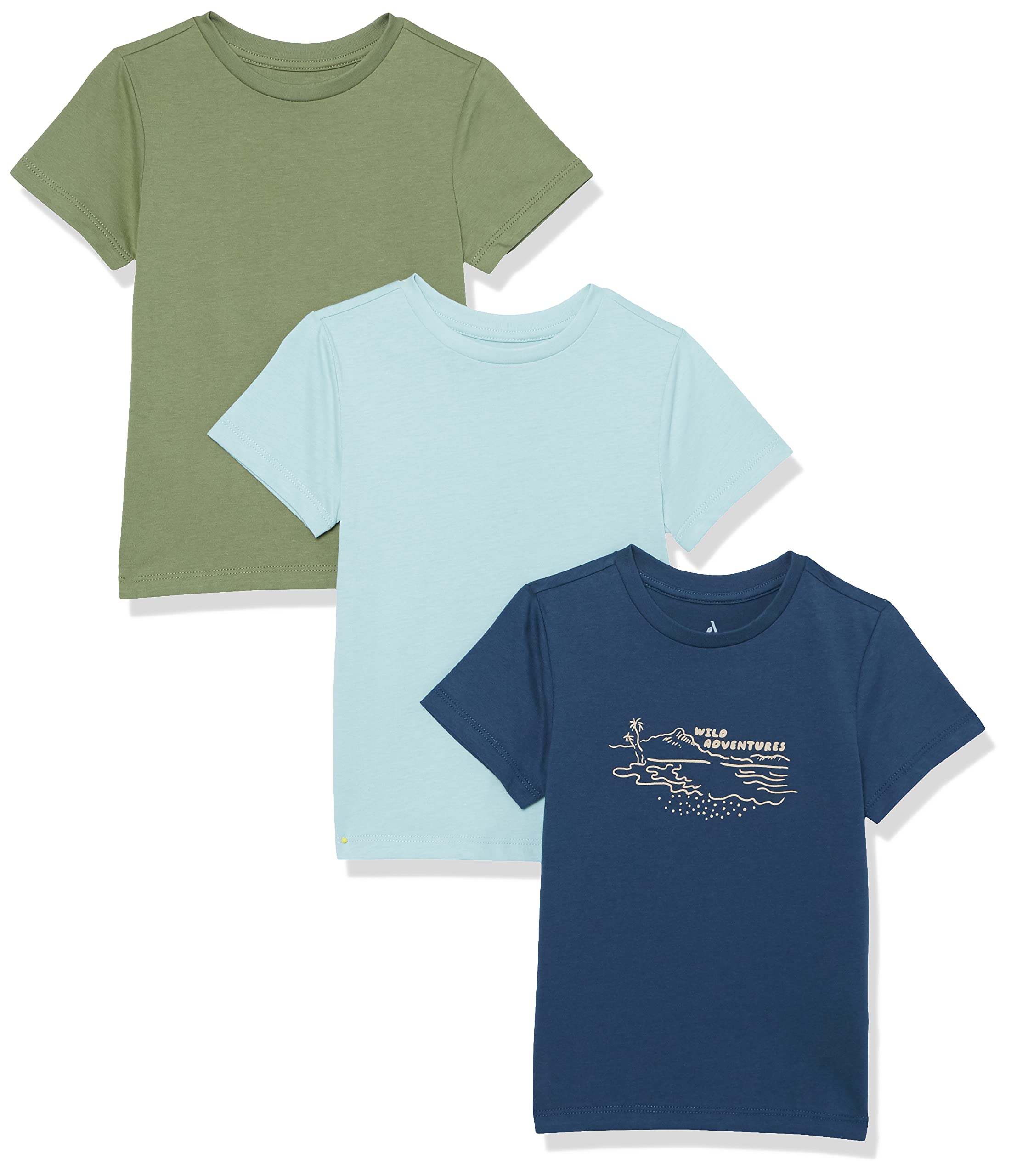 Amazon Aware Camiseta Holgada en algodón orgánico de Manga Corta Niño, Pack de 3
