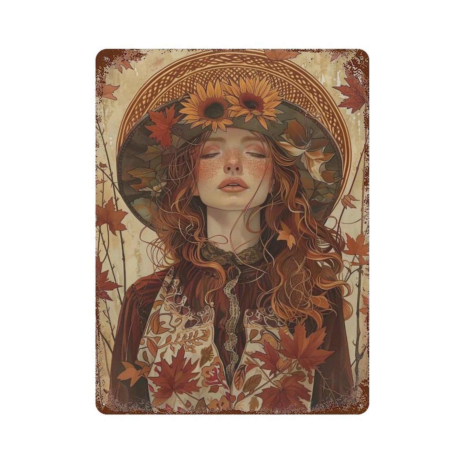 HDURYEYRYY Autumn Goddess 01 Wall Retro Iron Vintage Art Metal Tin Sign Poster Modern Home Cofffee Club Art Bar Shop Decor 40x30cm