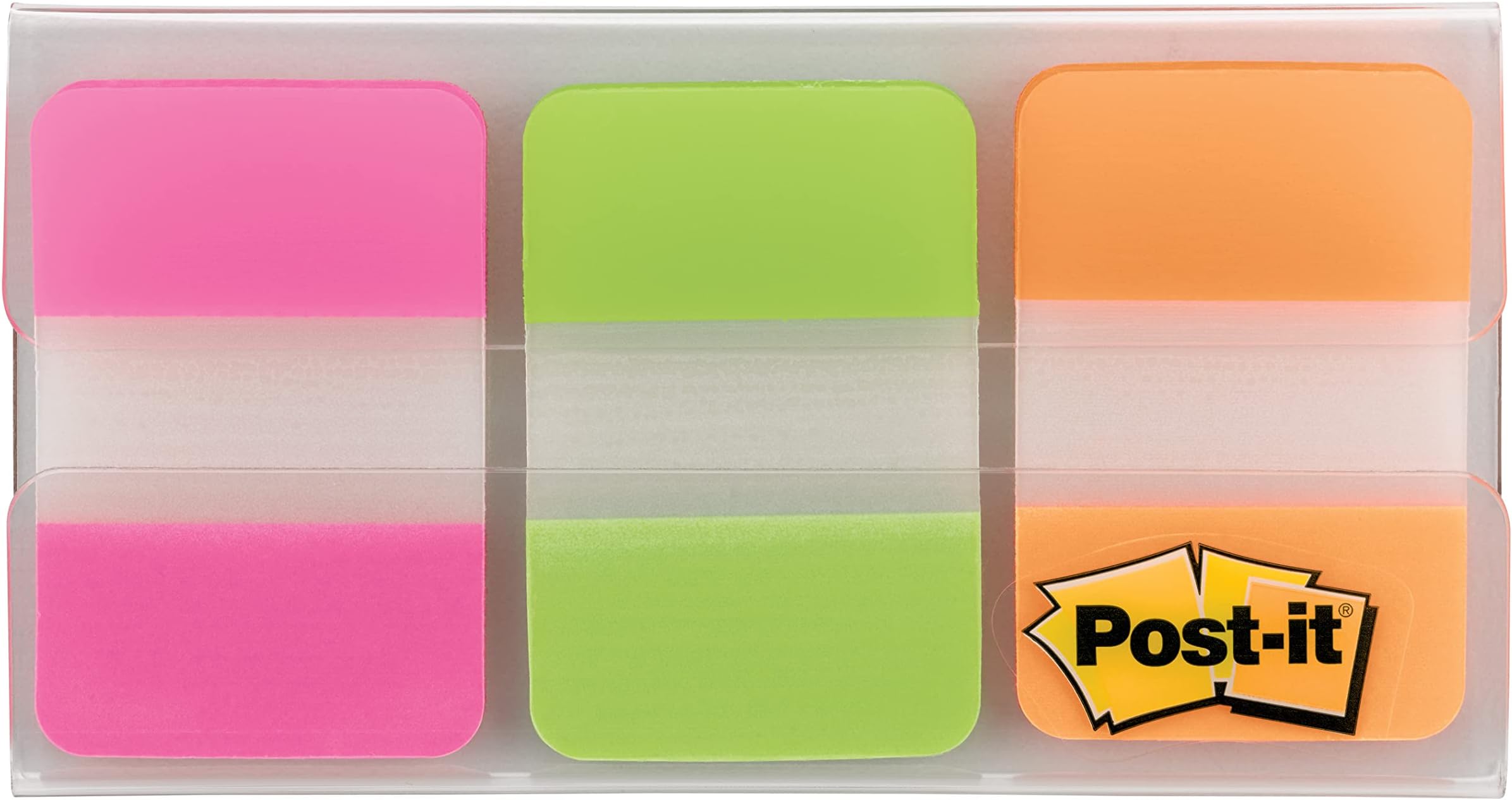 Post-it Tabs, 1 in, Solid, Pink, Green, Orange, 12 Tabs/Color, 36 Tabs/On-the-Go Dispenser (686-PGOT)