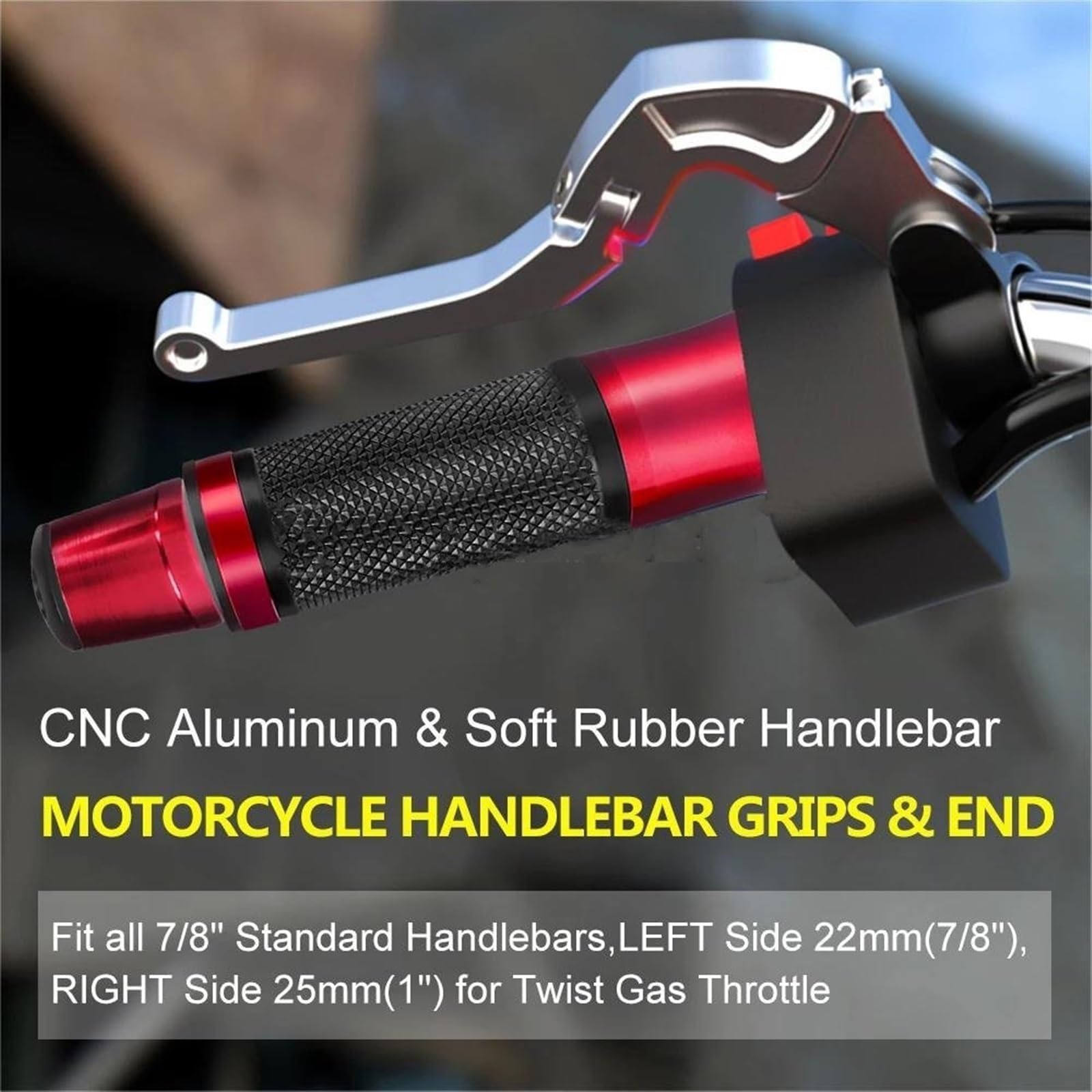 Chwyty Motocyklowe Żel Gumowy Ściskacz Kierownica Uchwyty Moto 7/8 "22mm Aluminium Dla Ducati 848 900SS Dla Hypermotard 1100 (Color : Green)