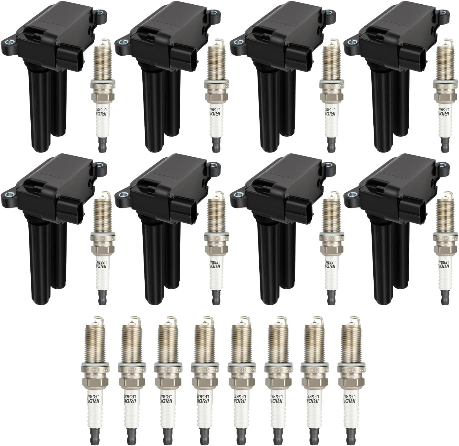 ECCPP UF504 8 ignition coils with 16 iridium Spark Plugs for Chrysler for Dodge for Ram for Jeep 300 Aspen Challenger Durango Magnum Charger Com for MANder Grand Cherokee 2005-2019 5.7L 6.1L 6.4L