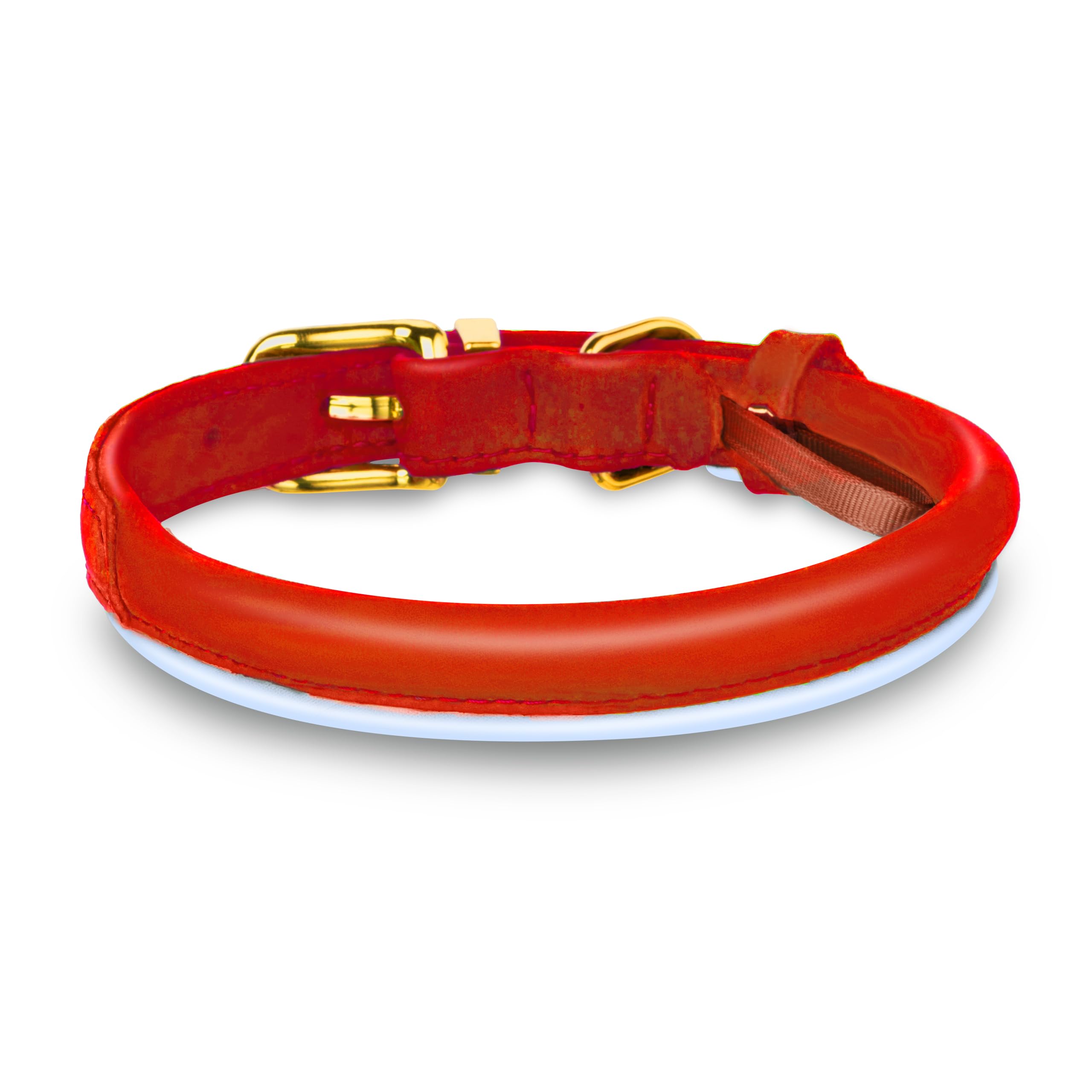 OOPSDOGGY Reflective Rolled Leather Dog Collar for Small Medium Large Dogs Puppy 8 Colors, 7 Sizes (Red, S, 10"-13") - Image 2