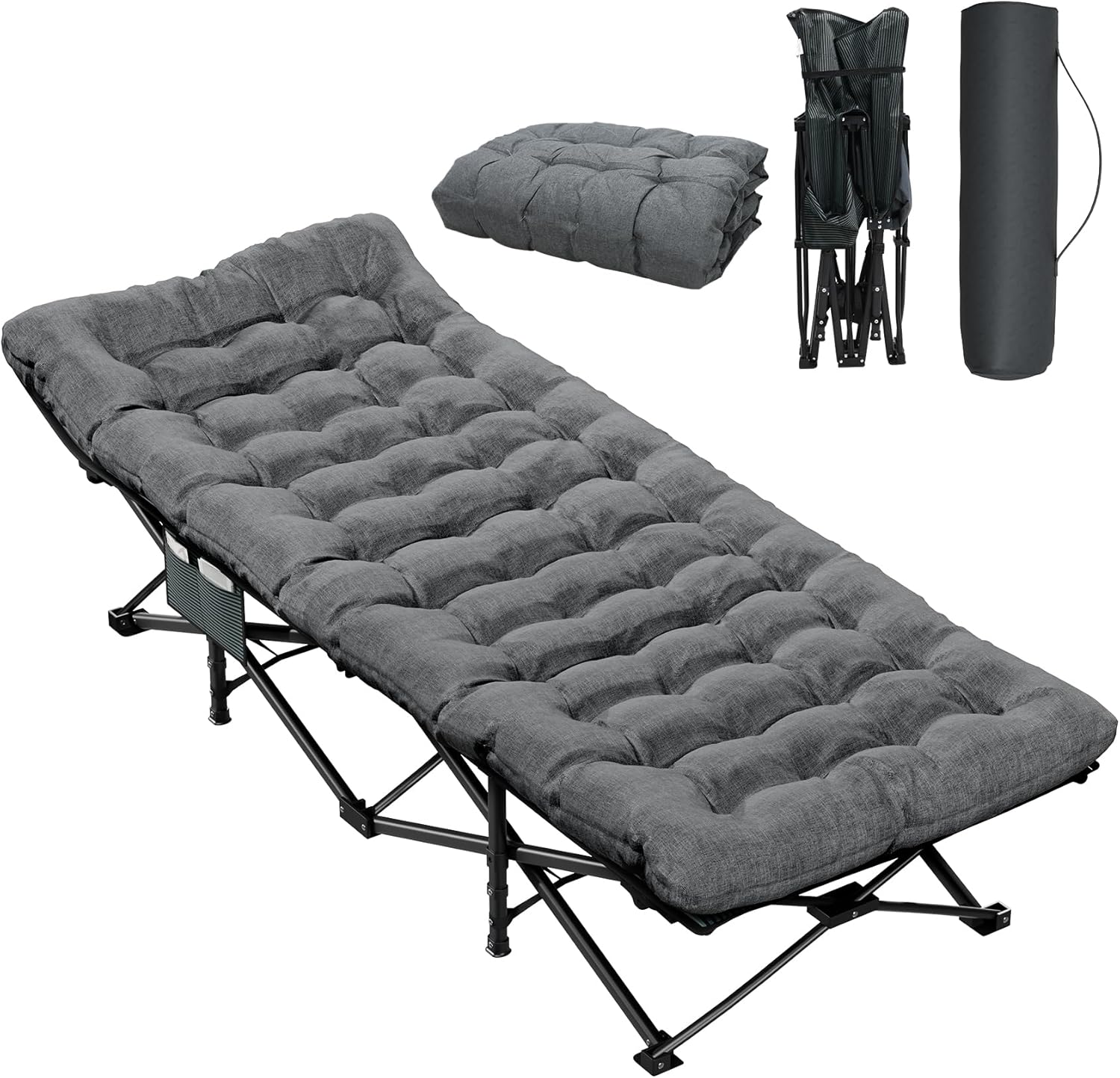 Mr Ironstone Camping Cot for Adults, 75" L x 28" W Portable Folding Bed with Carry Bag for Travel Tents, Spare Beds, Maximum Weight Capacity 450 lbs.