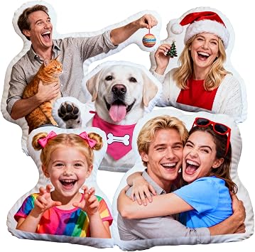 Custom Pillow, Custom Body Face Pillows with Picture, Wedding Gifts for Girlfriend, Customized Dog Stuffed Throw Pillows, Personalized Gag Fun Birthday Gifts for Pet, Family, Couple Colorful
