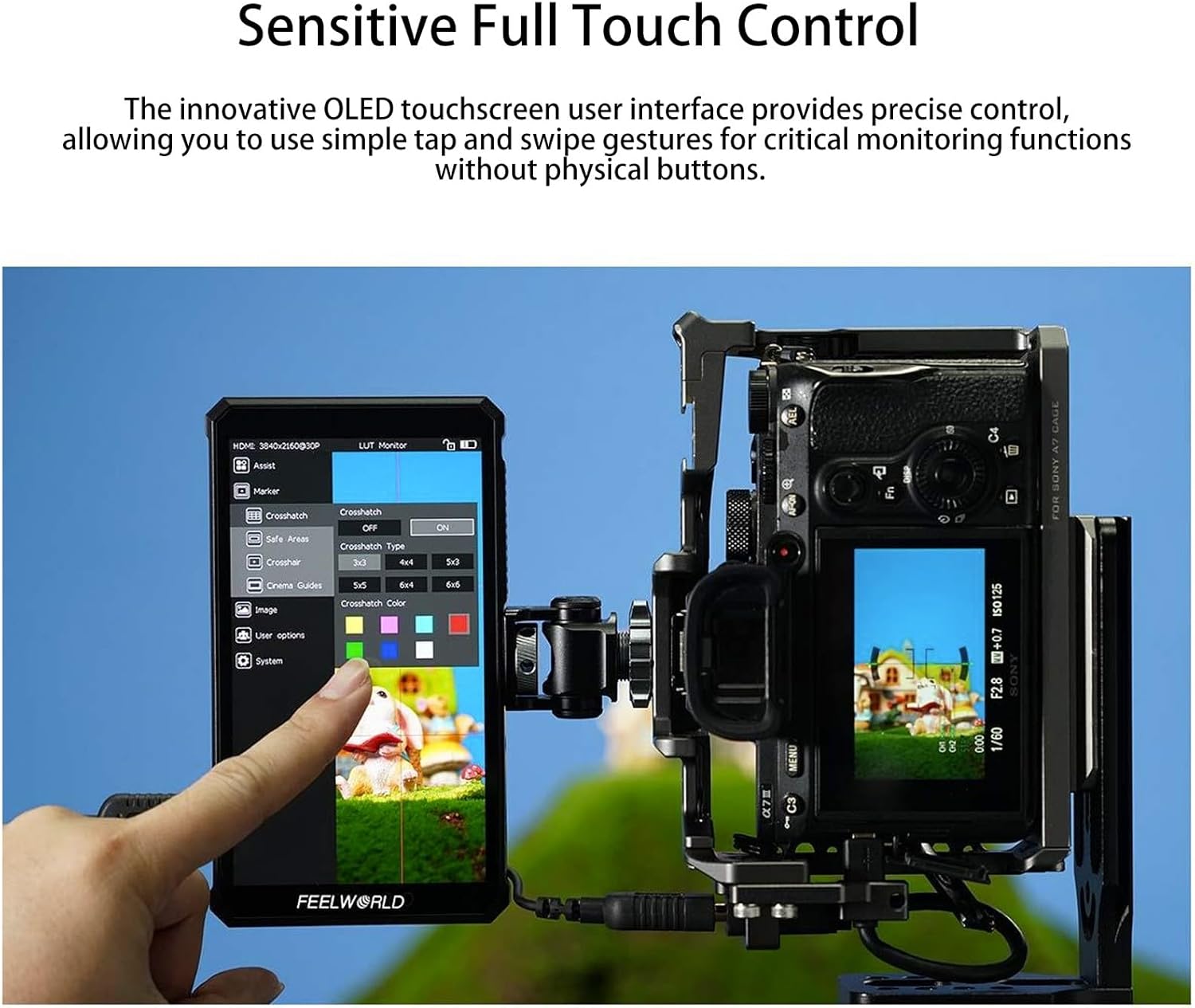FEELWORLD PS6 5.5" OLED Touch Screen Camera Monitor, 4K HDMI Auto Vertical/Horizontal Perfect for TikTok Instagram Vertical Shoots