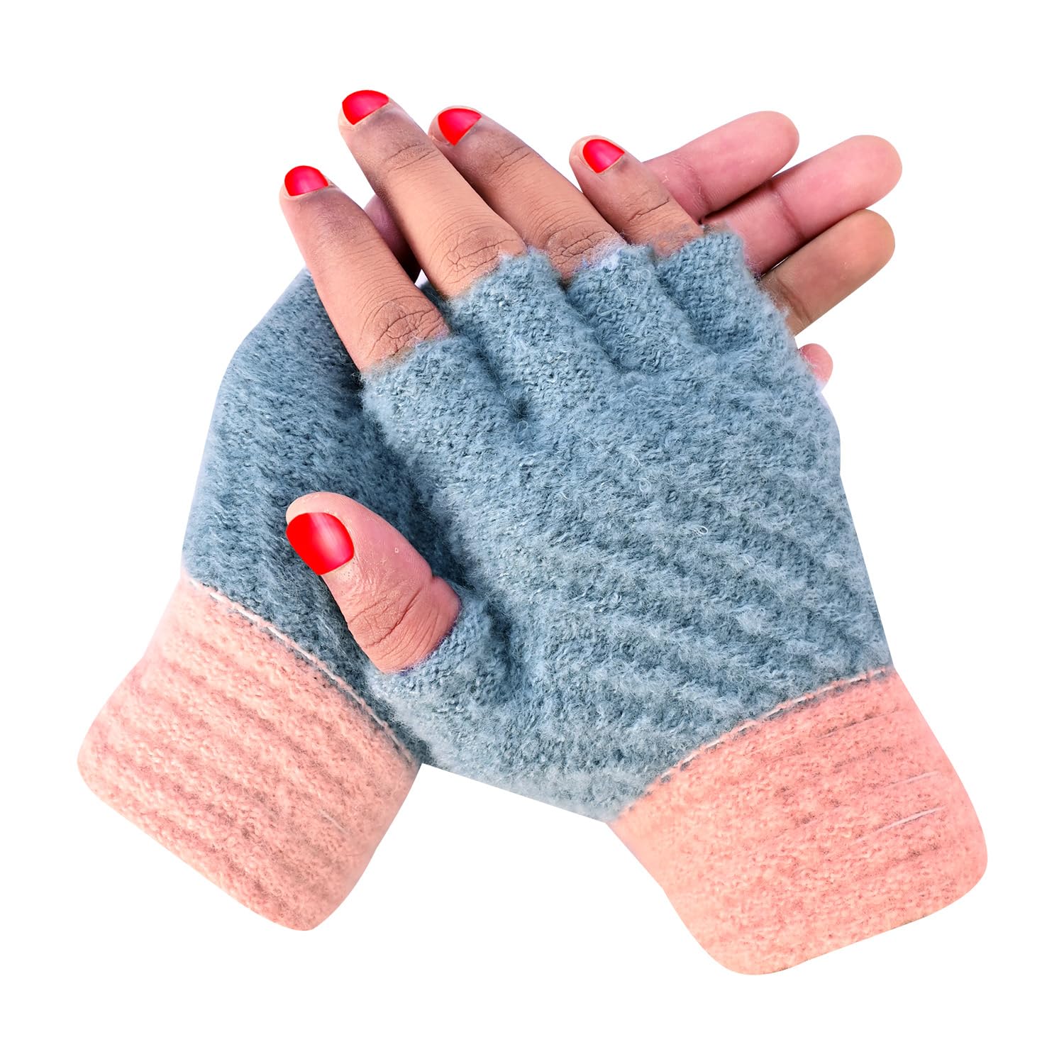 Women's Winter Woollen Half Fingure Gloves For Cold Weather (SGD-1527-1529)-image-30