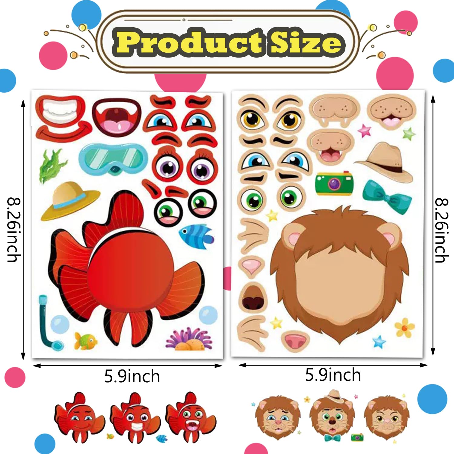 24 PCS Make a Face Animal Stickers Make Your Own DIY Stickers for Animal Sticker Faces for Party Bags Home Activities Party Favor Supplies - Image 3