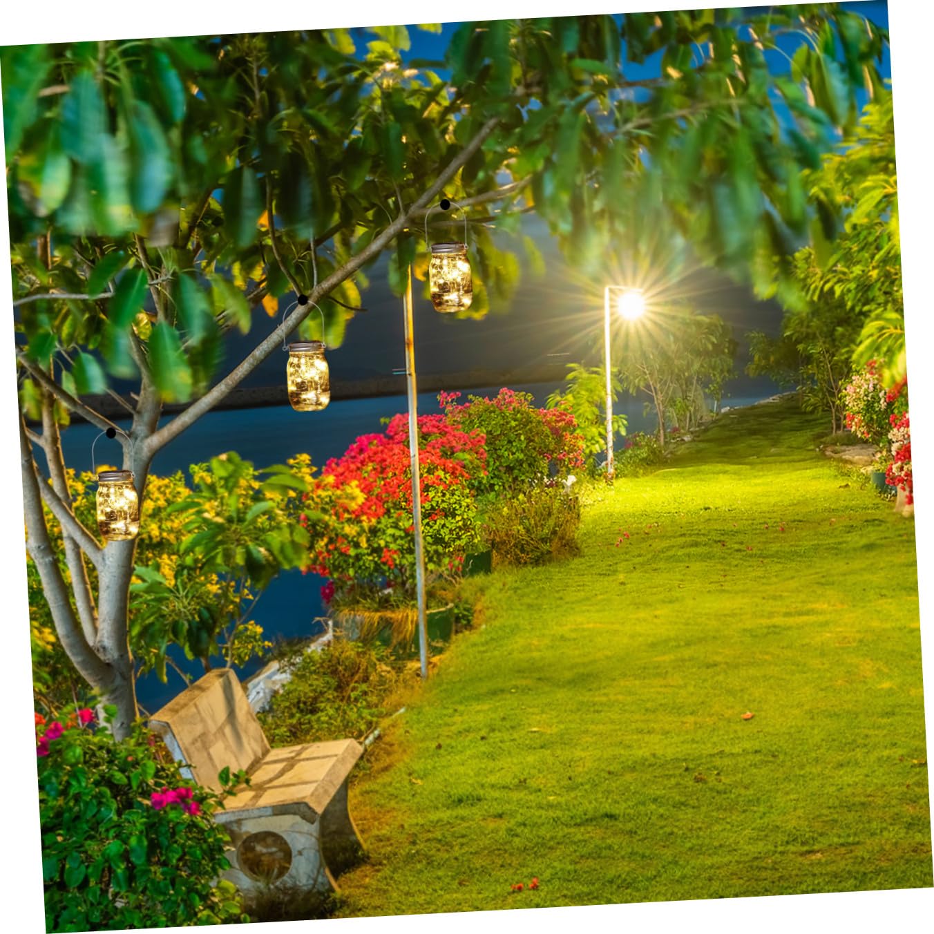 Set 4 Coperchi per Luci a Stringa Solari da 2m 20 LED in Alluminio e Acciaio Inox, Copertura per Barattoli da Giardino Luce Calda per Decorazioni Esterne e Atmosfera Romantica