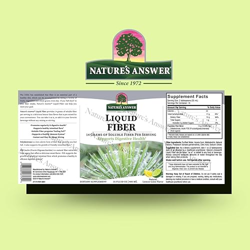 Miniatura 2 de Nature's Answer Fiber Drink - Bebida líquida de 16 onzas | Sabor a limón | Apoya la digestión | Sin gluten, sin OMG, vegano, sin sabores ni