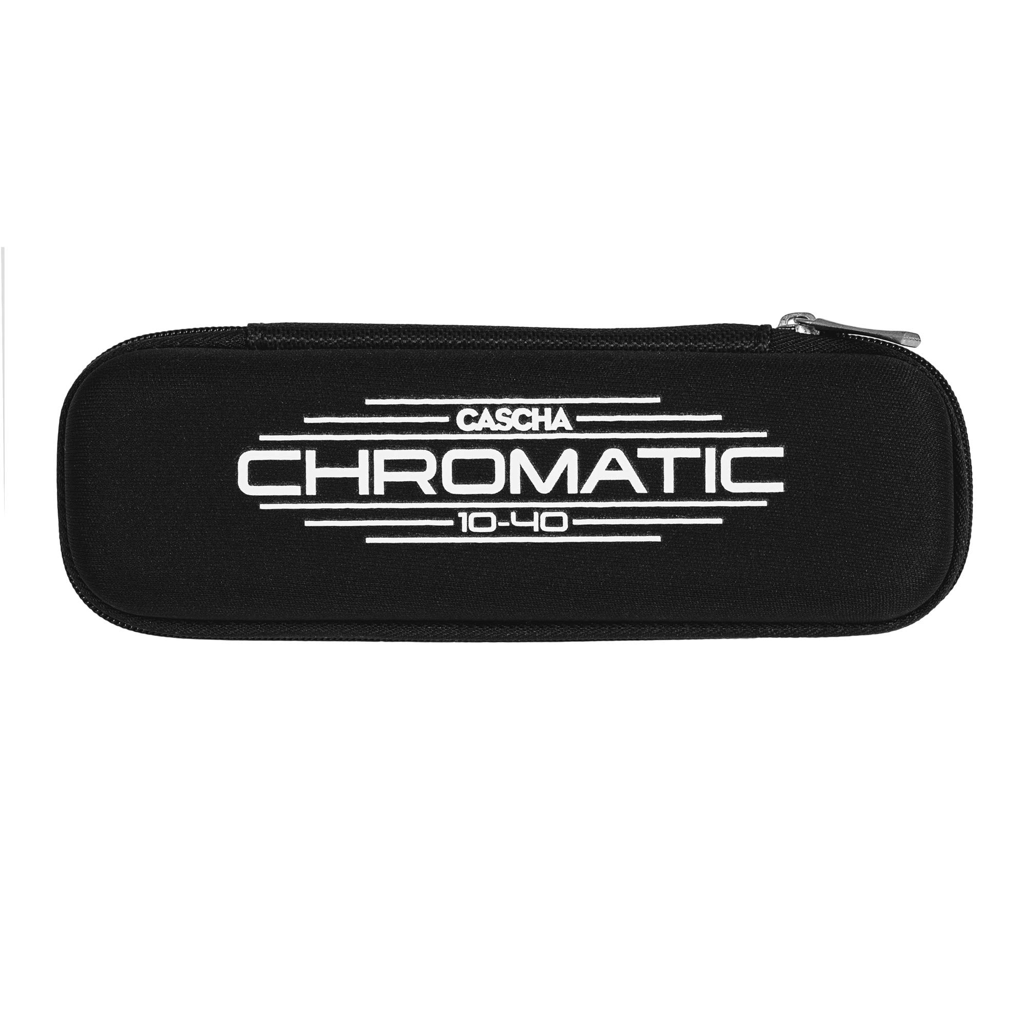 Cascha Chromatic 10-40, chromatyczna harmonijka ustna z miękkim etui i ściereczką do czyszczenia, 10 otworów, 40 tonów