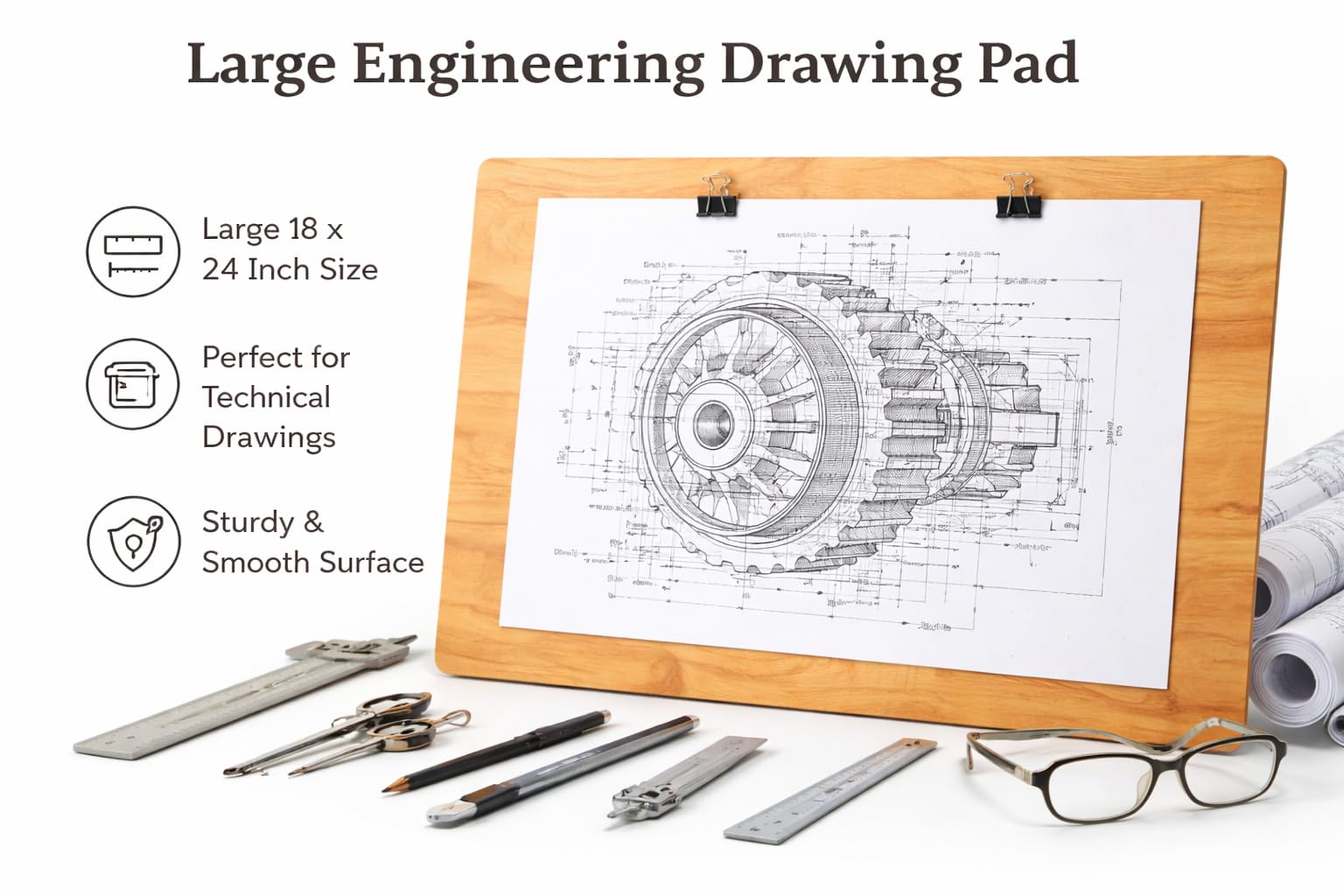 Study Pad Large Size Plank for Students - MDF Drawing Board for Painting Wooden Writing Pad for Chair | Study Planks for Students Big Size | Lap Pad Hardboard Wooden Board for Painting, 16x24 Inch, 7MM 3