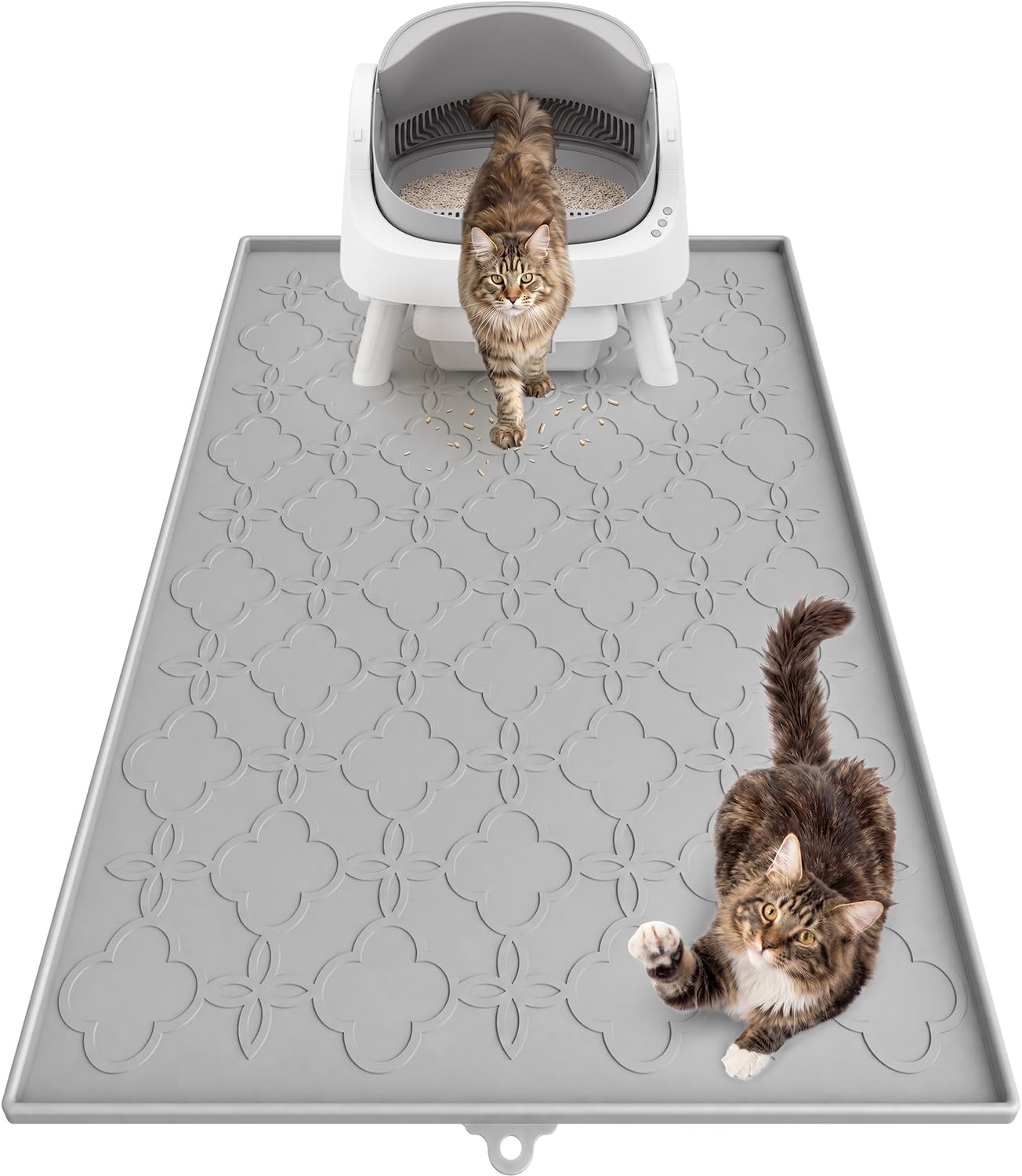 Pawtners Extra Large Silicone Cat Litter Box Mat 42'' x 30", Easy to Clean | Non-Slip Kitty Litter Mat for Floor, Waterproof & Urine-Proof Cat Litter Mat Litter Trapping Mat, Soft on Kitty Paws