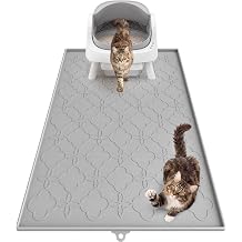 Pawtners Silicone Cat Litter Mat Extra Large 42" X 30", Easy to Clean, Gray