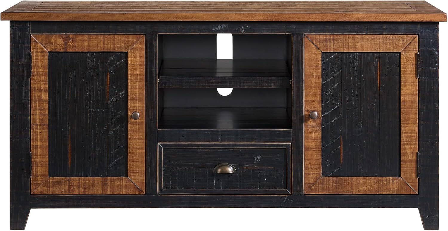 Martin Svensson Home Monterey 60" Black and Honey Solid Wood TV Stand with Storage
