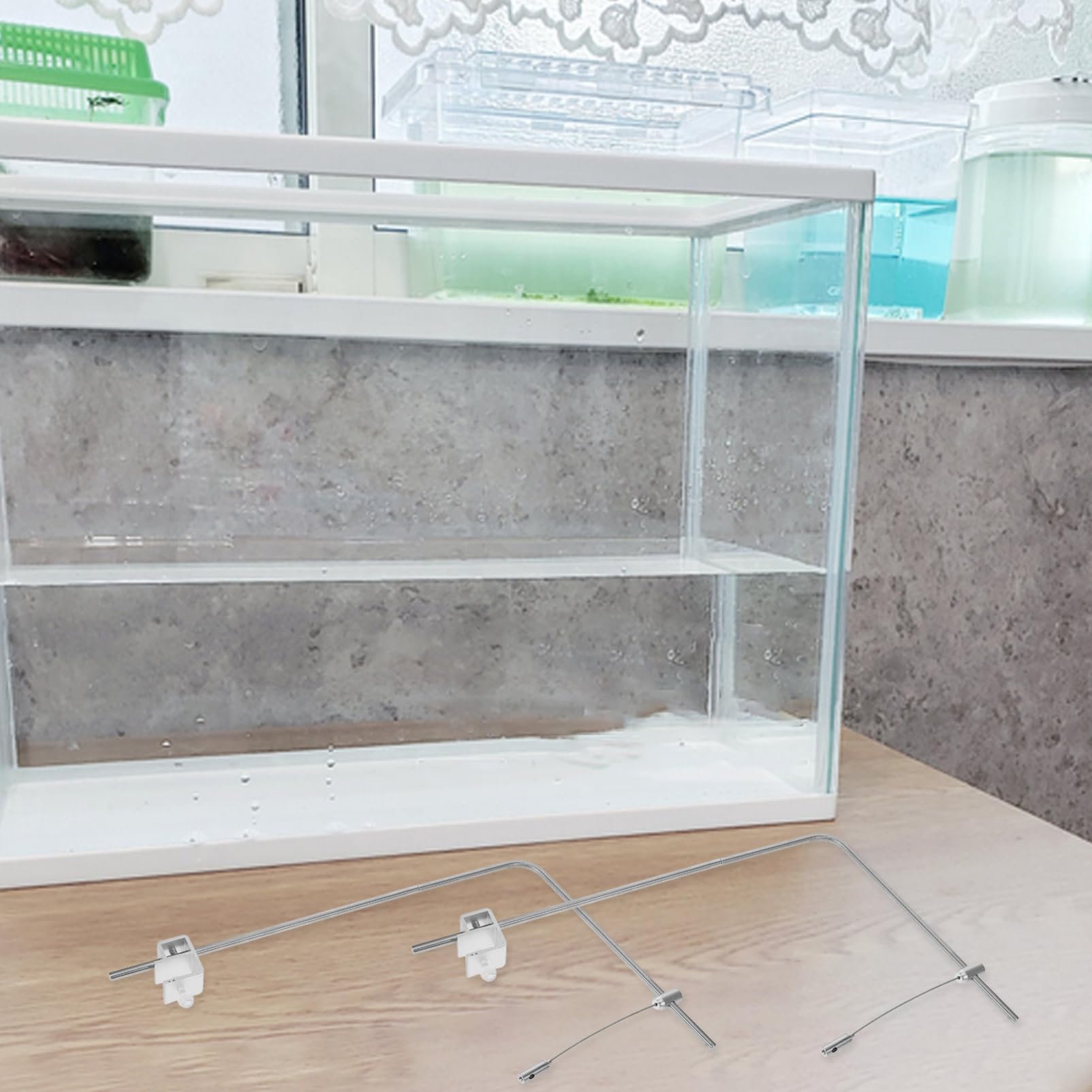 Kisangel Fish Tank Light Holder Mount Aluminum Alloy Stand Versatile Aquarium Lighting Simple Assembly, Silver, 40.00X25.00X0.50CM - Image 4
