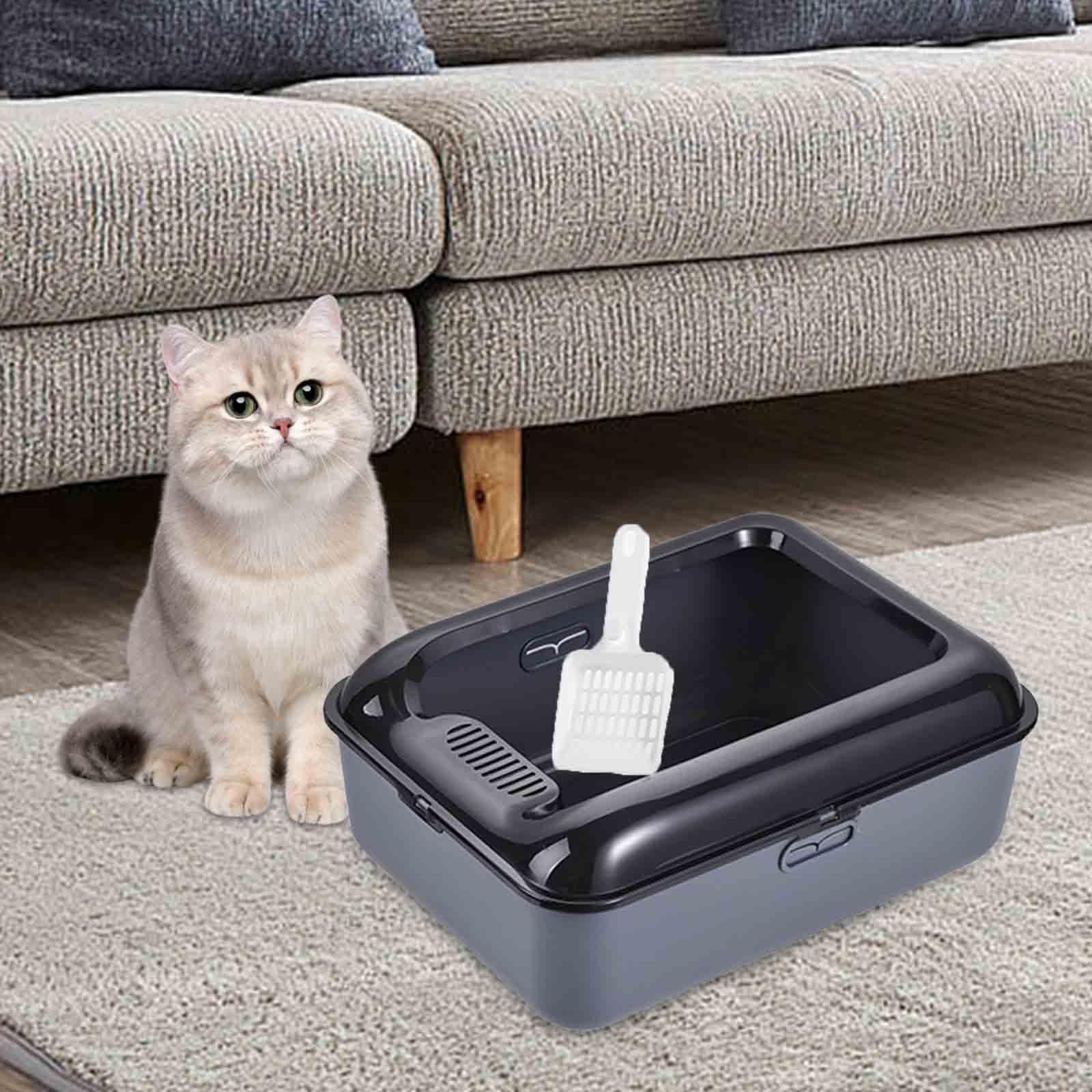 vaschetta per lettiera, Lettiera for gatti for animali con coperchio aperto(Gray,L)