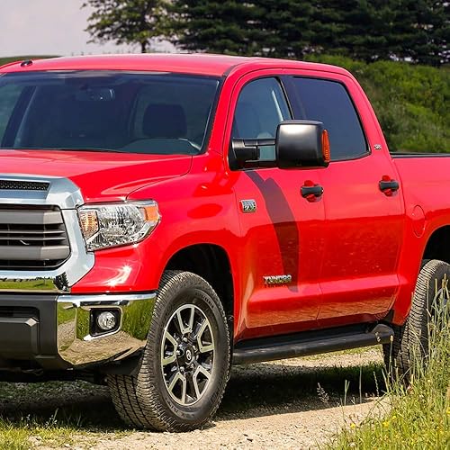 Miniatura 7 de Espejos de remolque para camioneta, lado del conductor y del pasajero 2007-2017 para Toyota para Tundra, luz de señal de giro calefactada ajustable