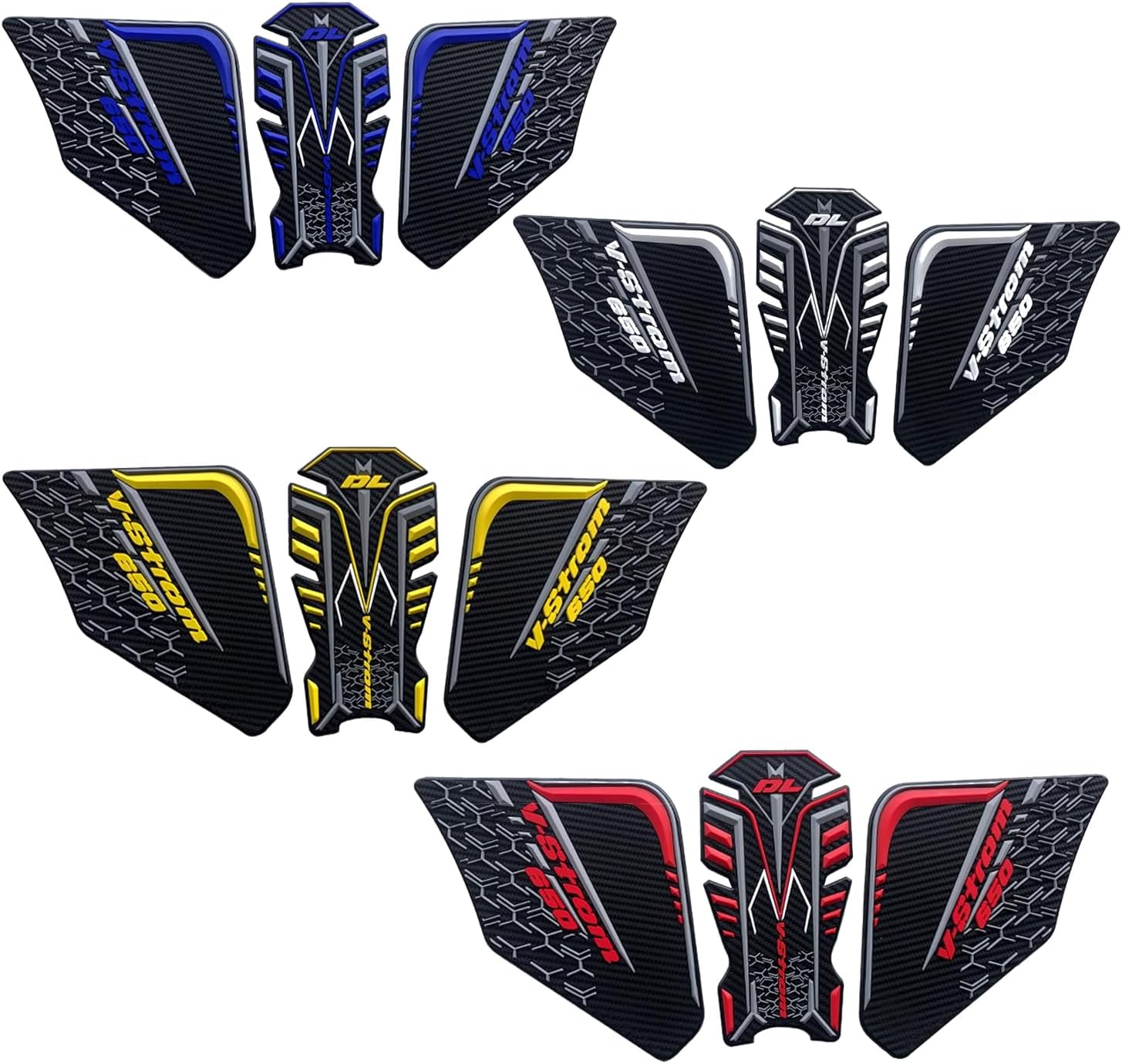 V-STROM 650 DL650 2021-2024 Anti-slip Side Fuel Tank Sticker, Waterproof Pad, Rubber Sticker, 3D Embossed Rubber, Blue